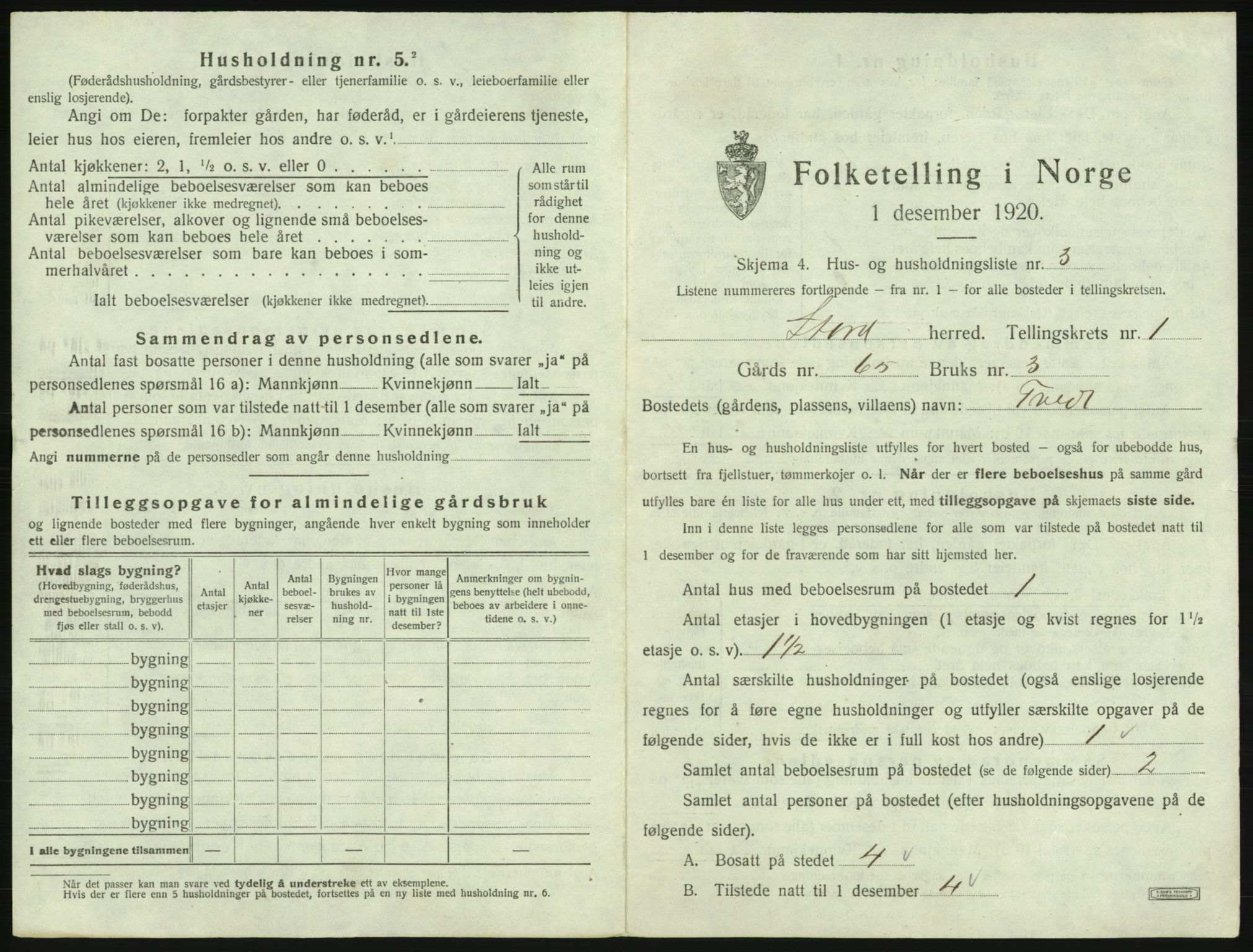 SAB, 1920 census for Stord, 1920, p. 59