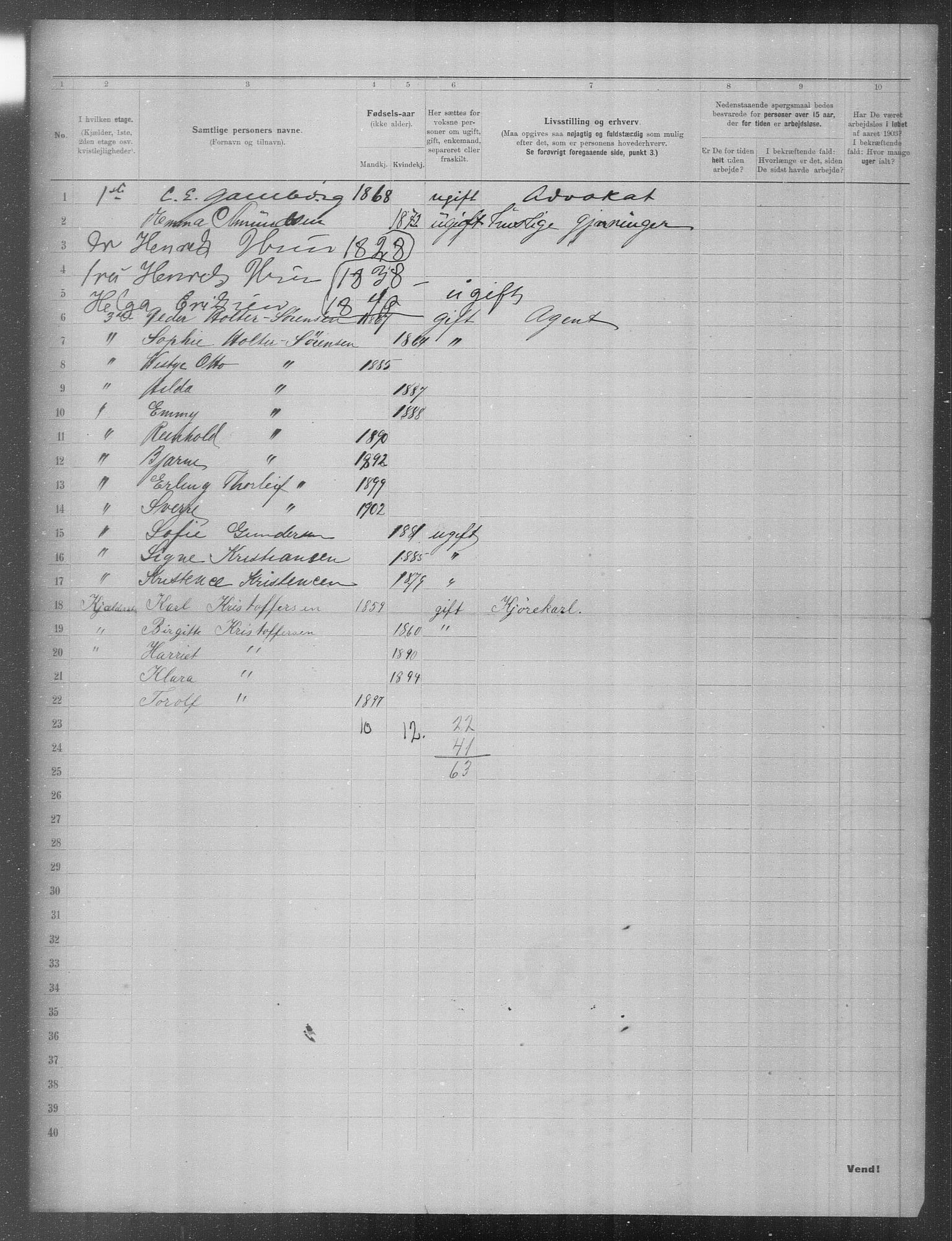 OBA, Municipal Census 1903 for Kristiania, 1903, p. 484