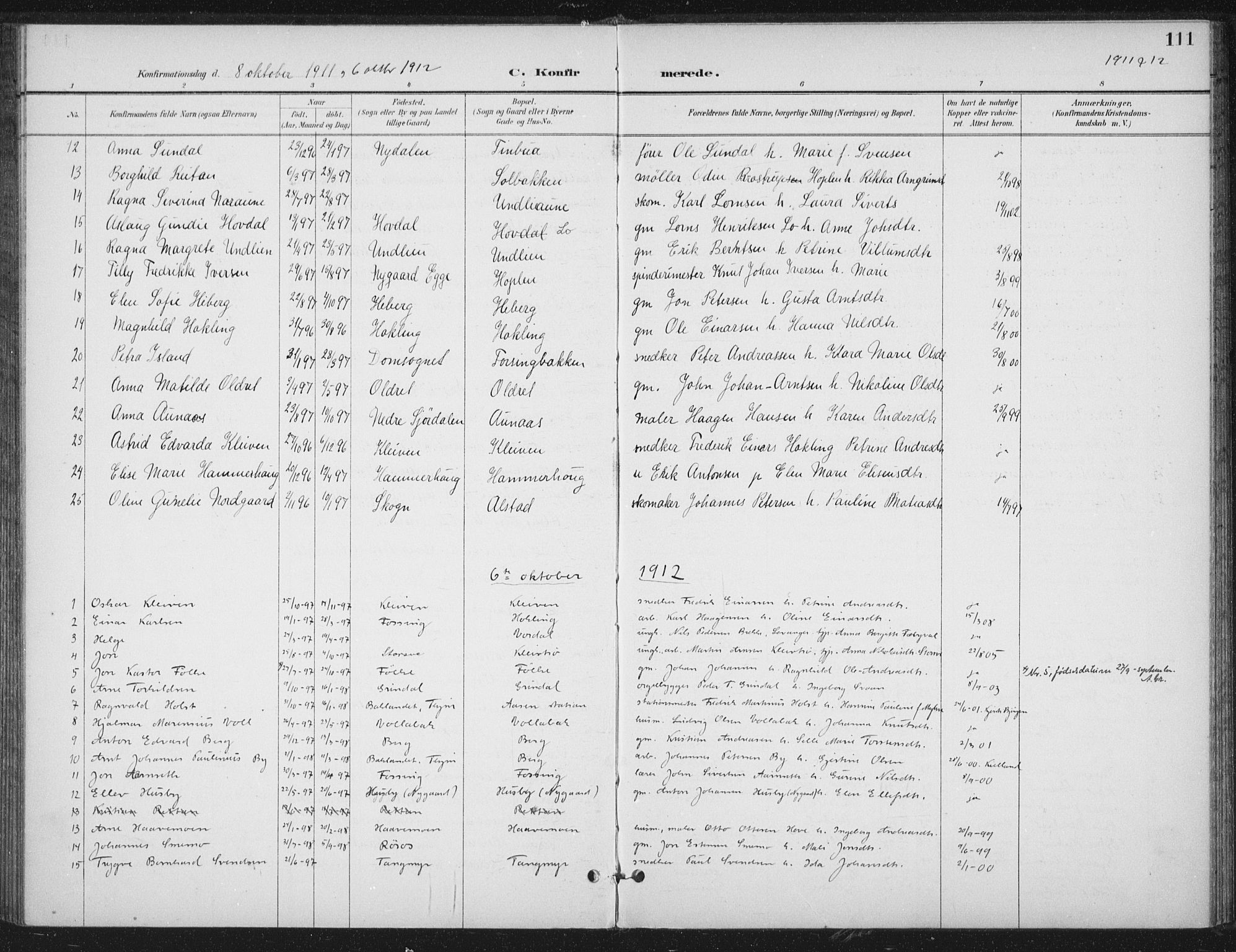 Ministerialprotokoller, klokkerbøker og fødselsregistre - Nord-Trøndelag, SAT/A-1458/714/L0131: Parish register (official) no. 714A02, 1896-1918, p. 111