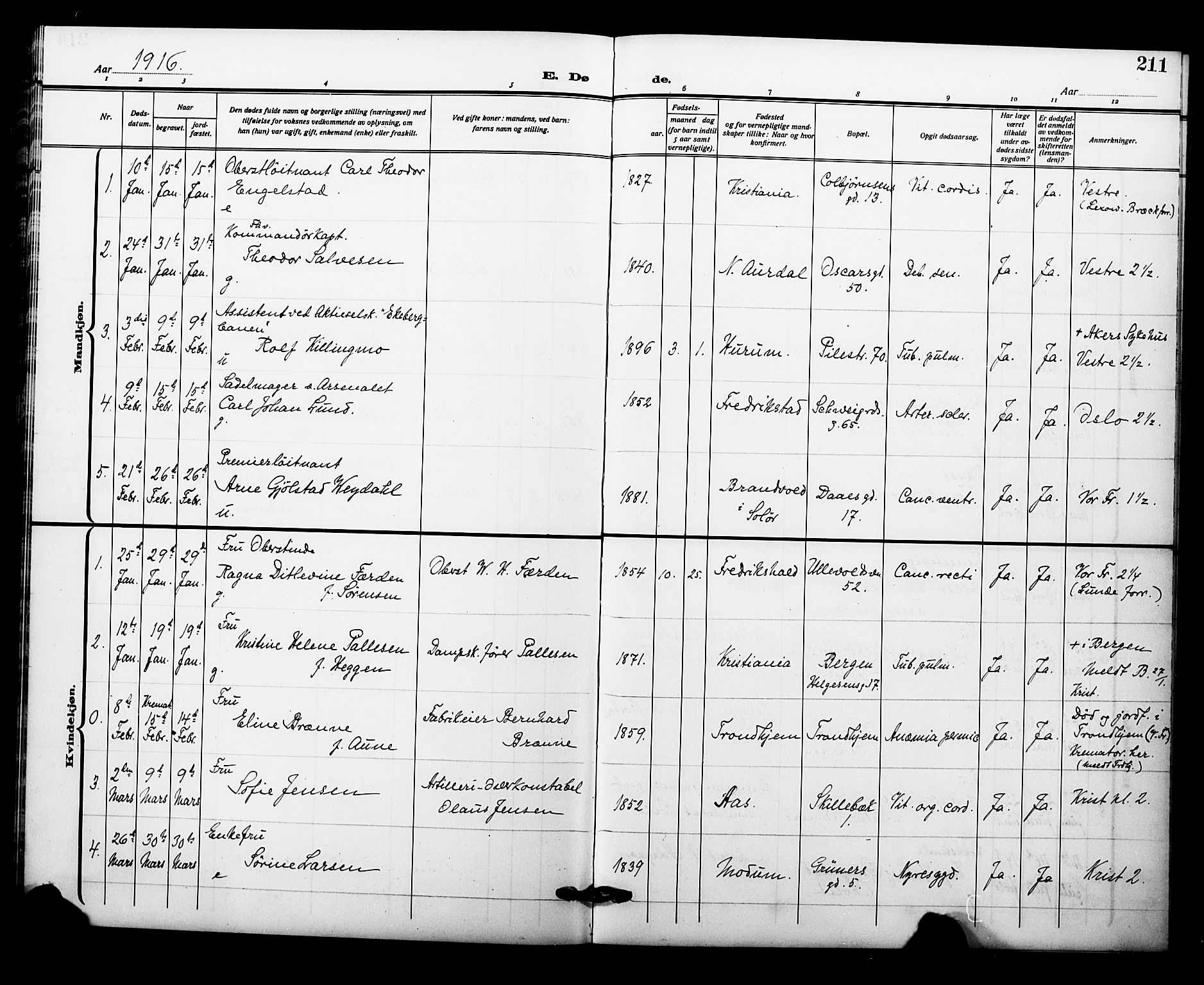 Garnisonsmenigheten Kirkebøker, SAO/A-10846/F/Fa/L0015: Parish register (official) no. 15, 1915-1921, p. 211