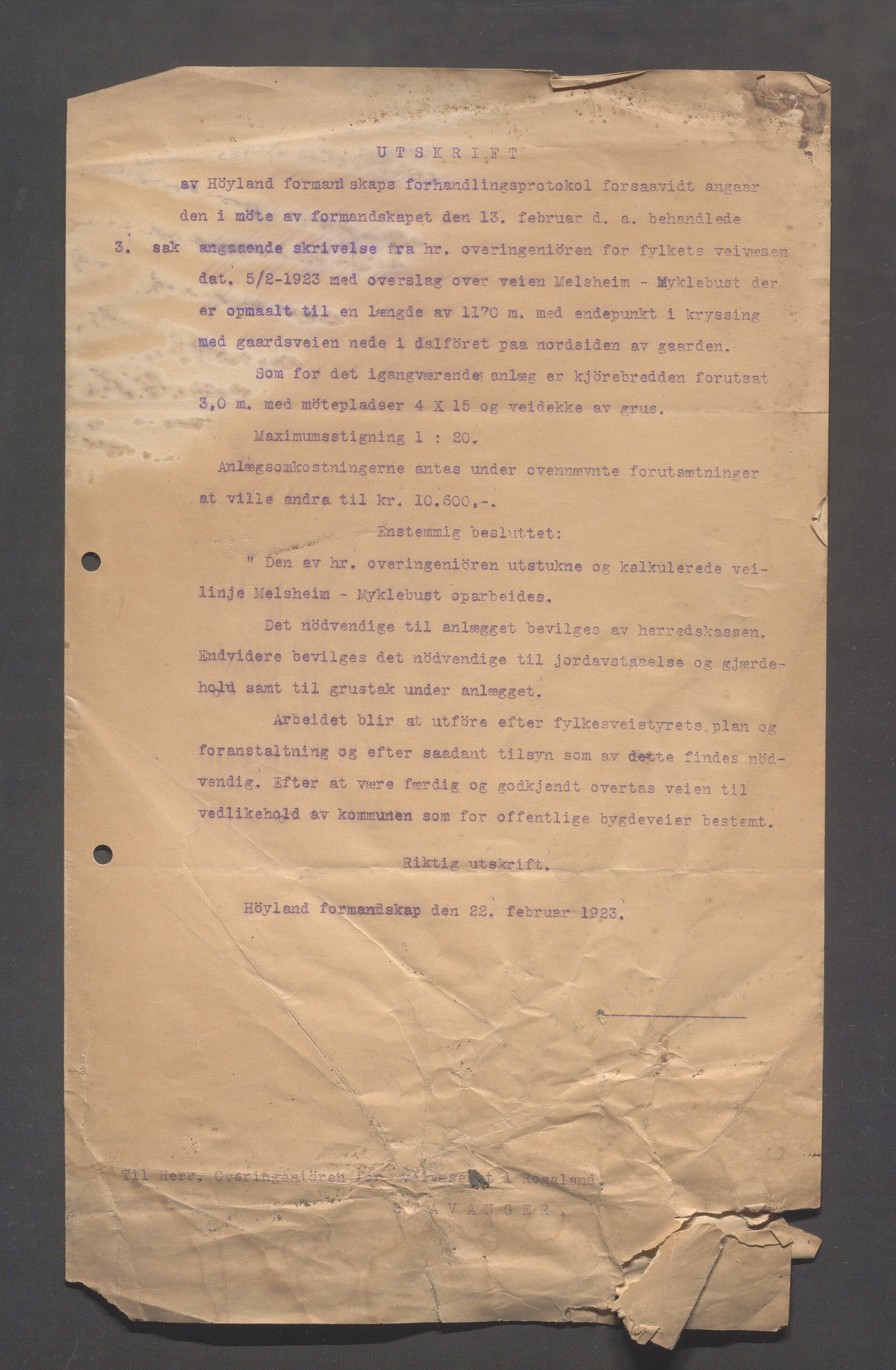 Høyland kommune - Formannskapet, IKAR/K-100046/B/L0006: Kopibok, 1920-1923, p. 2