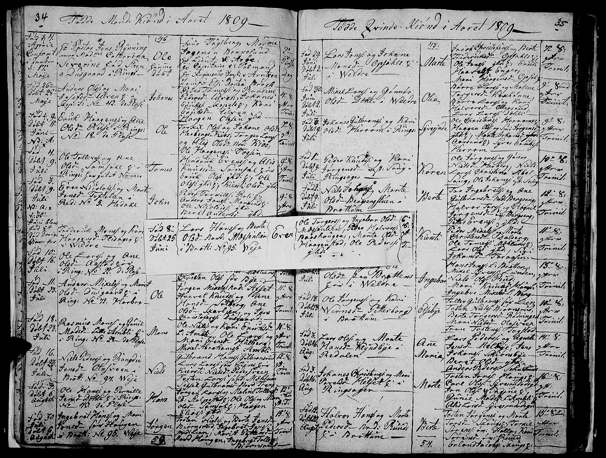 Ringsaker prestekontor, AV/SAH-PREST-014/I/Ia/L0005/0008: Parish register draft no. 5.8, 1807-1811, p. 34-35
