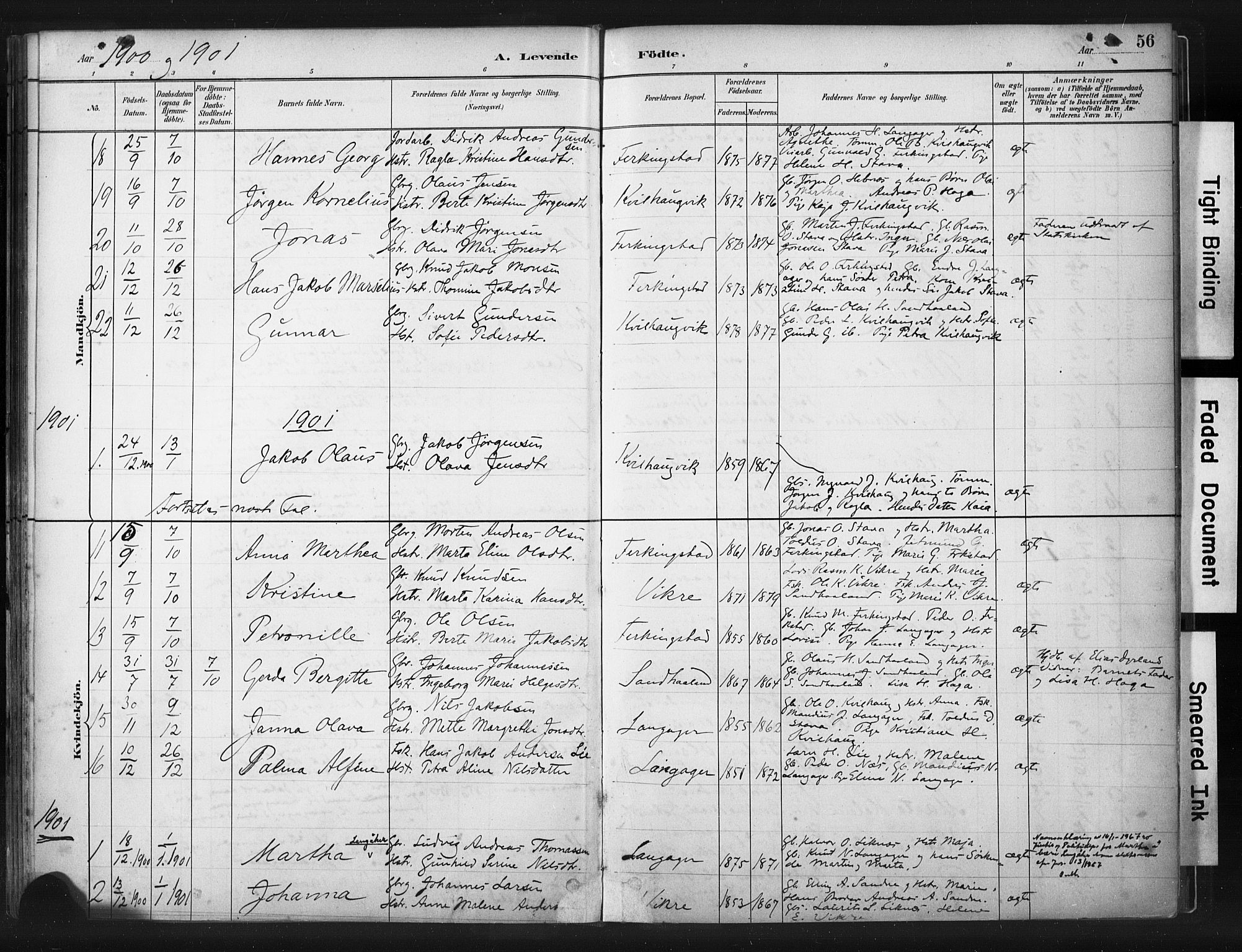 Skudenes sokneprestkontor, SAST/A -101849/H/Ha/Haa/L0010: Parish register (official) no. A 7, 1882-1912, p. 56