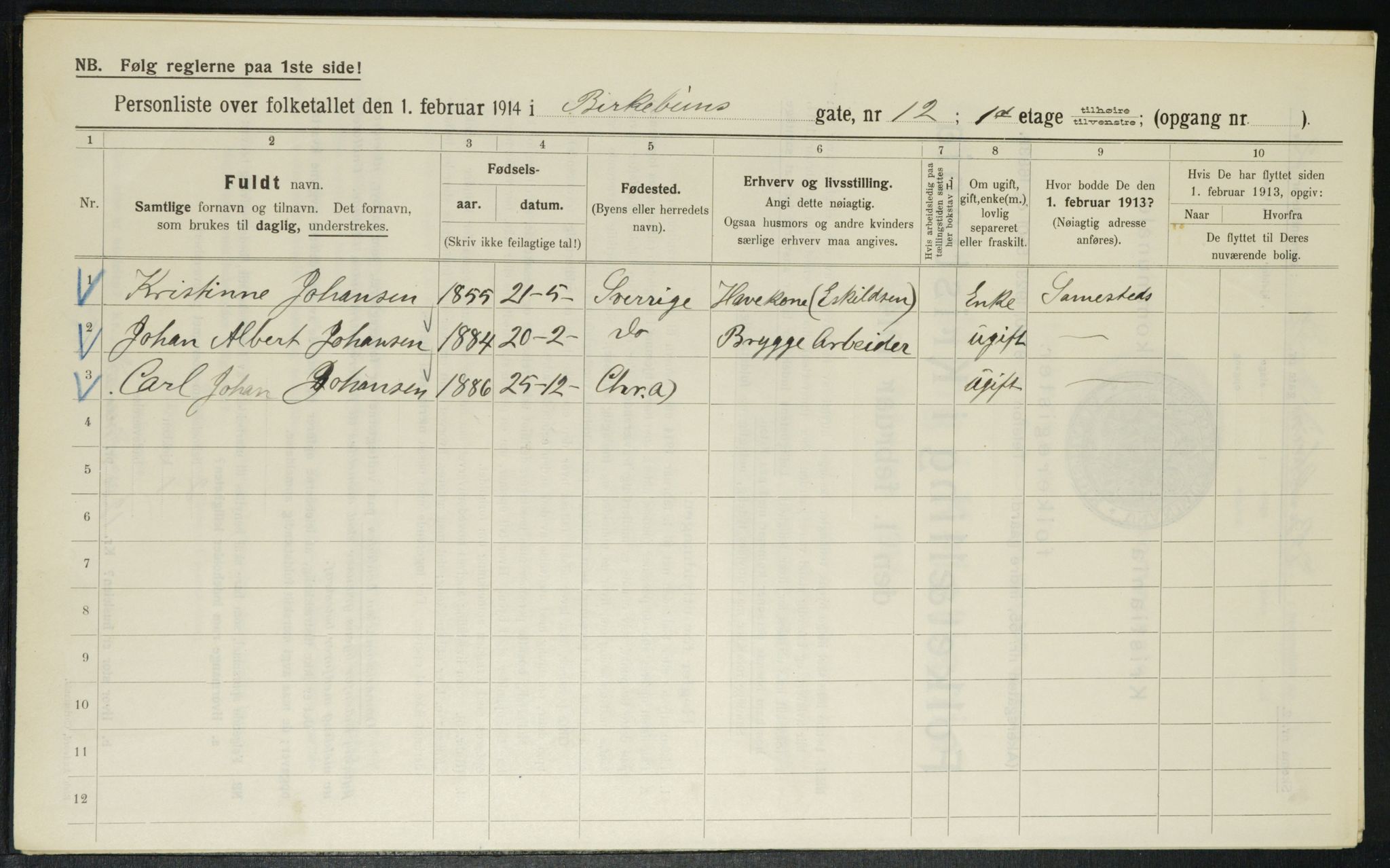 OBA, Municipal Census 1914 for Kristiania, 1914, p. 4973