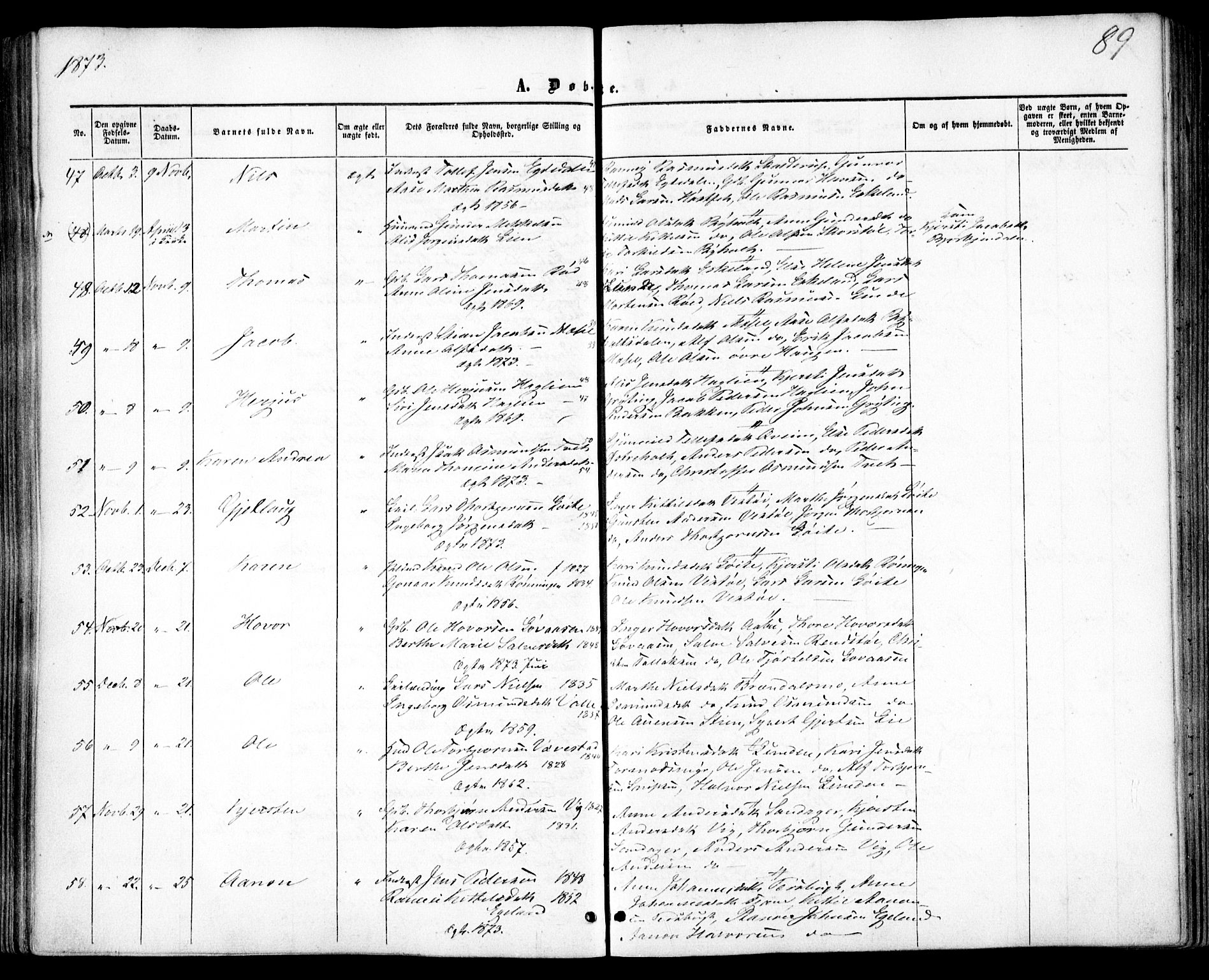 Gjerstad sokneprestkontor, SAK/1111-0014/F/Fa/Faa/L0007: Parish register (official) no. A 7, 1858-1875, p. 89