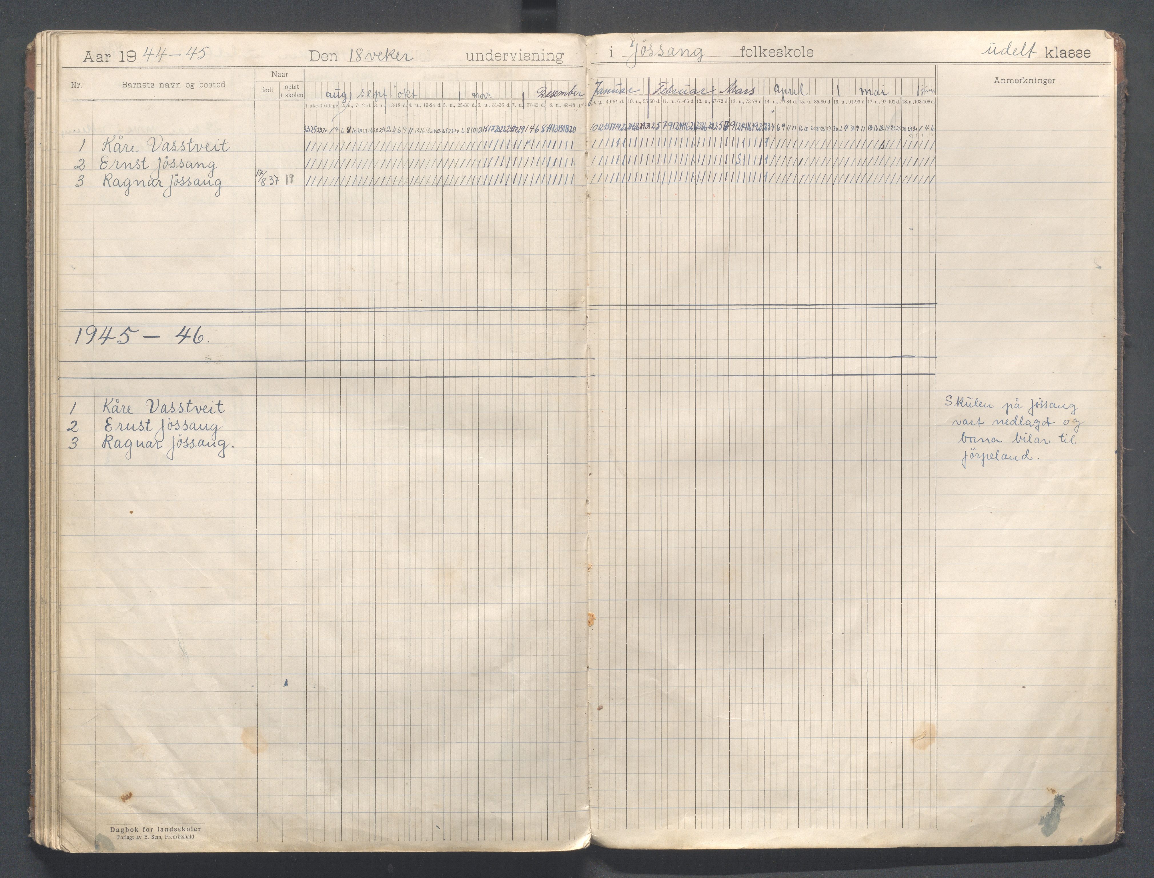 Strand kommune - Jøssang skole, IKAR/A-1274/G/Ga/L0001: Dagbok, 1916-1946, p. 47