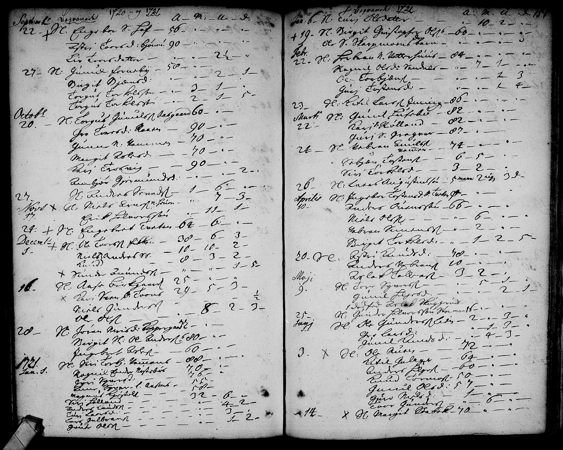 Rollag kirkebøker, AV/SAKO-A-240/F/Fa/L0002: Parish register (official) no. I 2, 1714-1742, p. 151