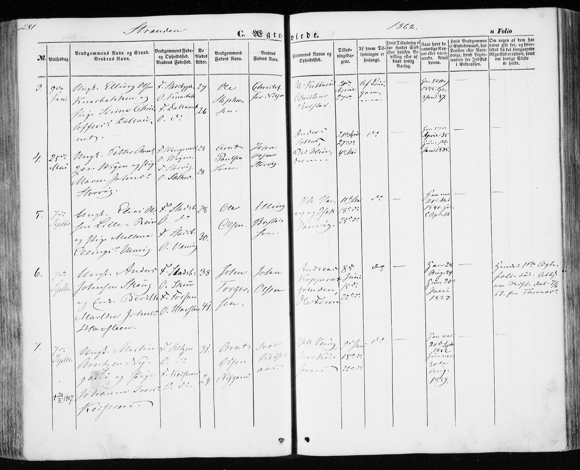 Ministerialprotokoller, klokkerbøker og fødselsregistre - Nord-Trøndelag, SAT/A-1458/701/L0008: Parish register (official) no. 701A08 /2, 1854-1863, p. 281
