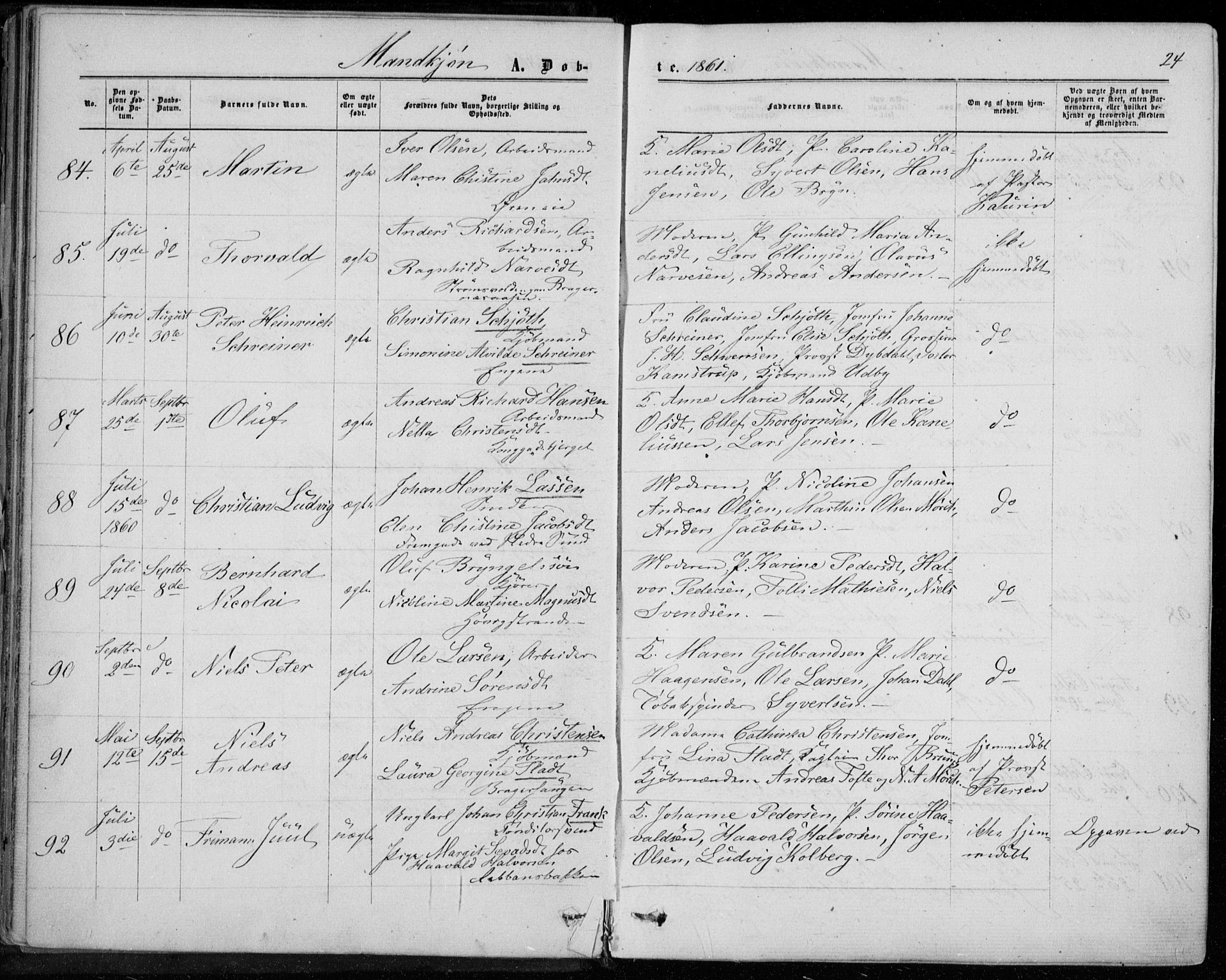 Bragernes kirkebøker, AV/SAKO-A-6/F/Fb/L0003: Parish register (official) no. II 3, 1860-1868, p. 24