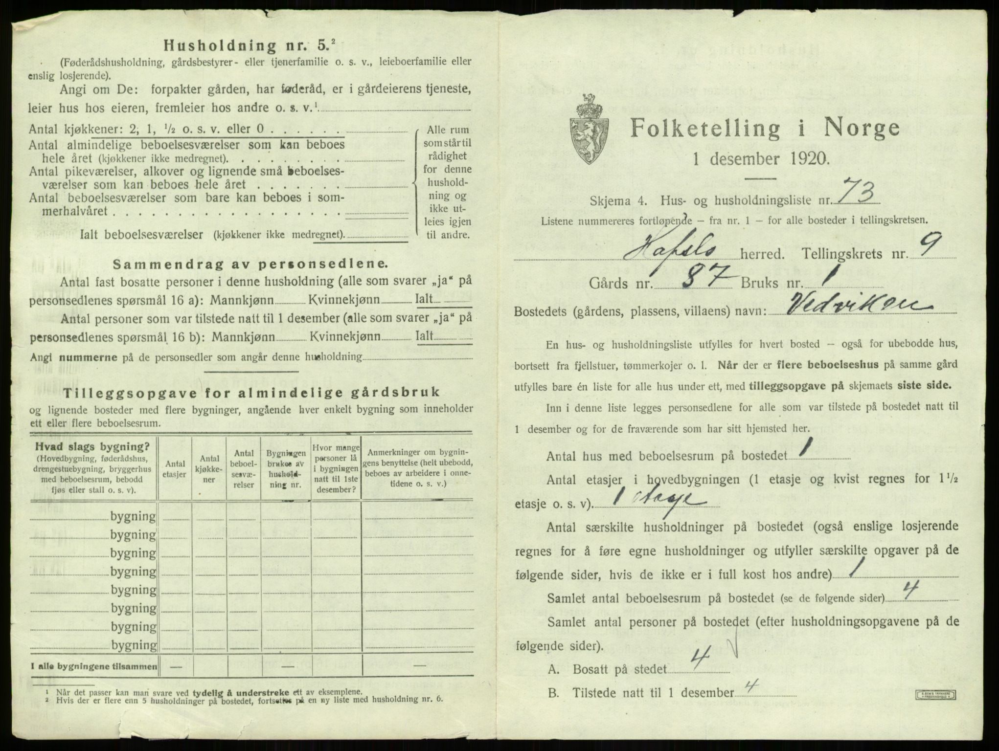 SAB, 1920 census for Hafslo, 1920, p. 1144