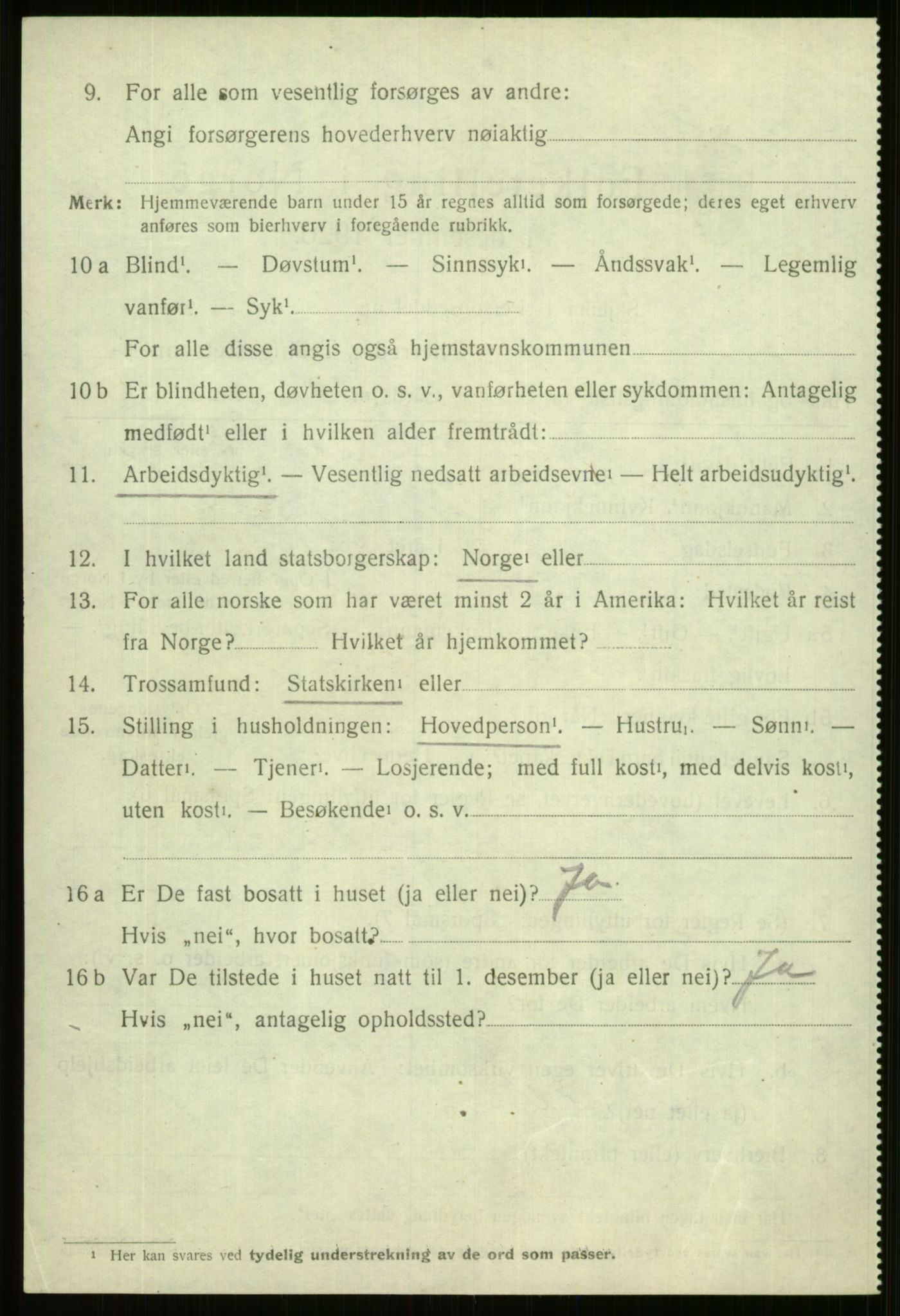 SAB, 1920 census for Vossestrand, 1920, p. 1111