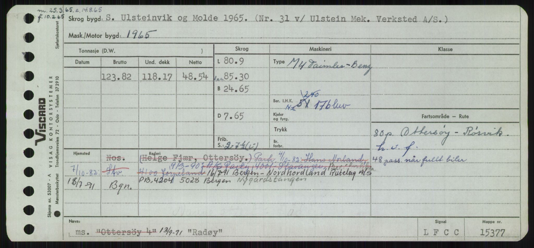 Sjøfartsdirektoratet med forløpere, Skipsmålingen, AV/RA-S-1627/H/Ha/L0004/0002: Fartøy, Mas-R / Fartøy, Odin-R, p. 485