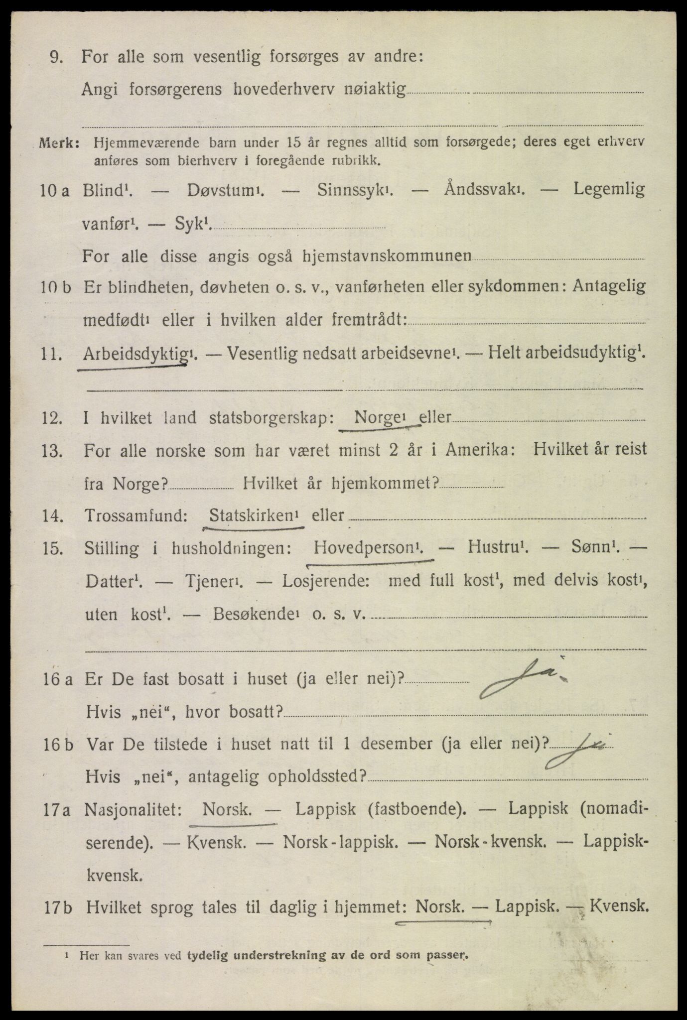 SAT, 1920 census for Vågan, 1920, p. 5028