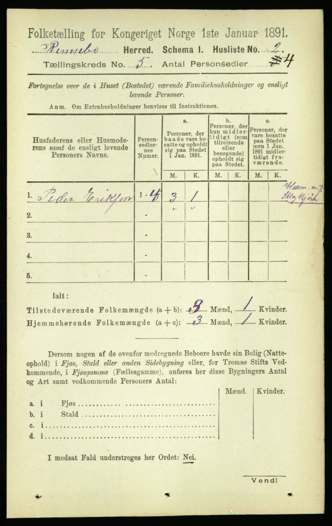 RA, 1891 census for 1635 Rennebu, 1891, p. 2560