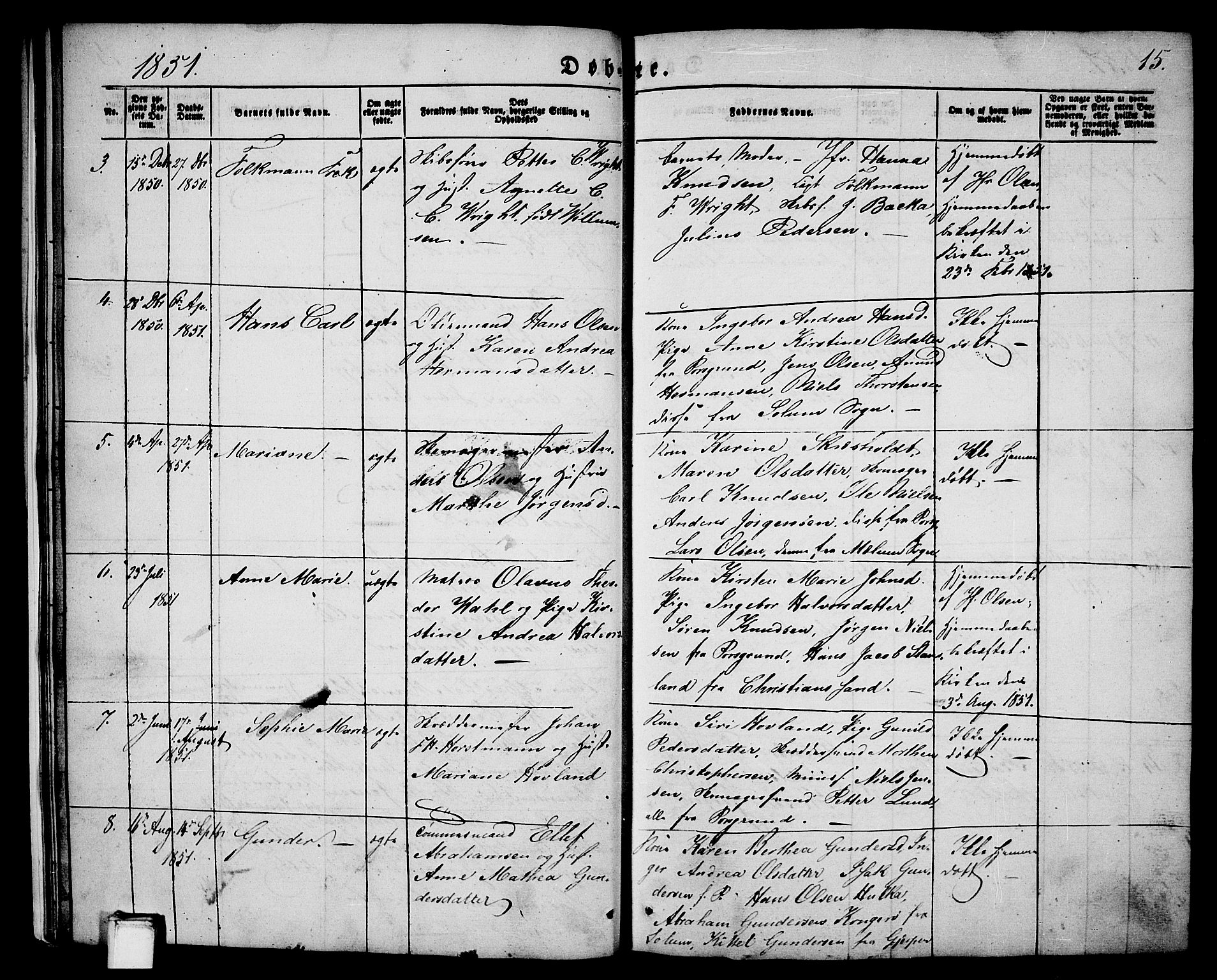 Porsgrunn kirkebøker , AV/SAKO-A-104/G/Ga/L0002: Parish register (copy) no. I 2, 1847-1877, p. 15