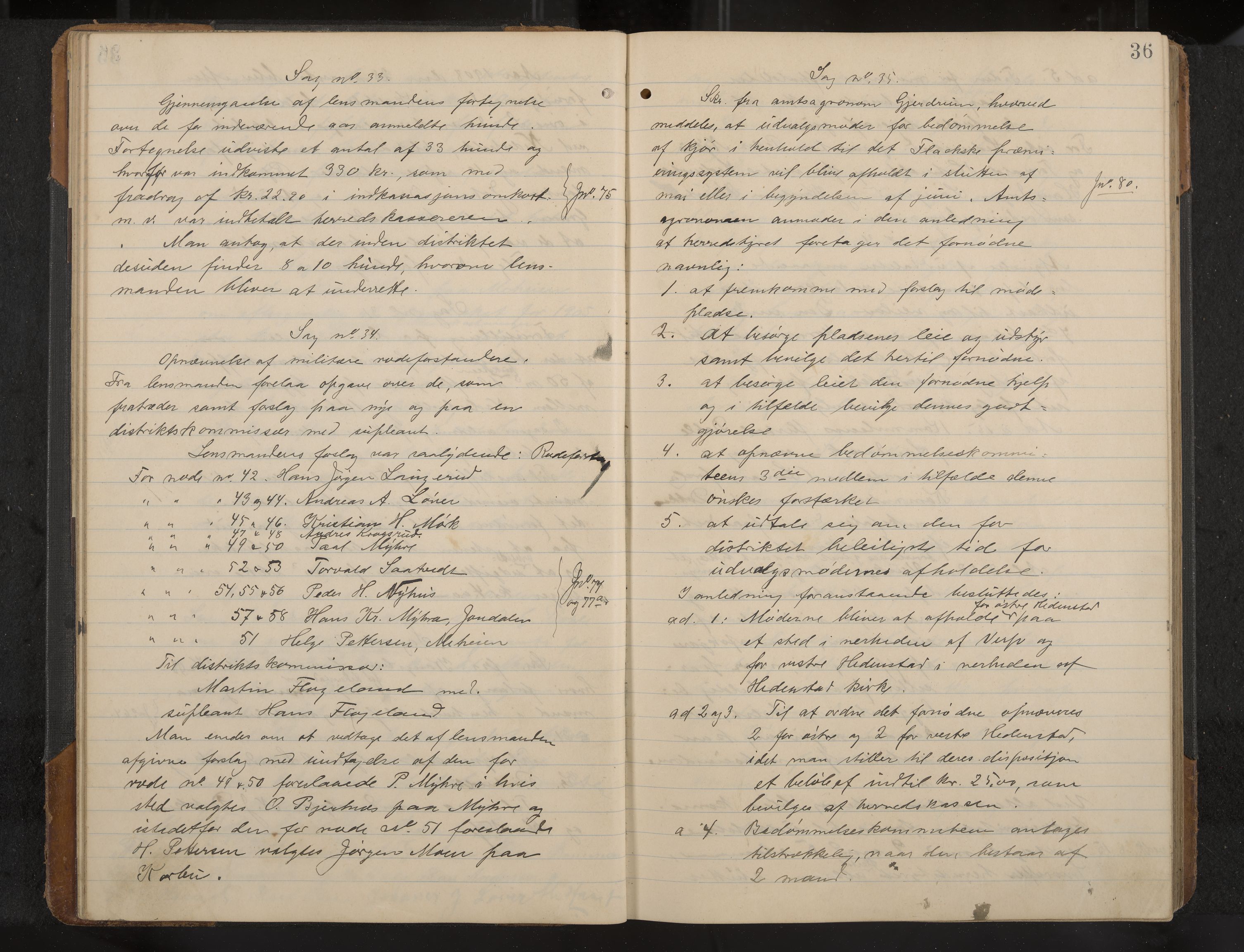 Øvre Sandsvær formannskap og sentraladministrasjon, IKAK/0630021/A/L0001: Møtebok med register, 1908-1913, p. 36