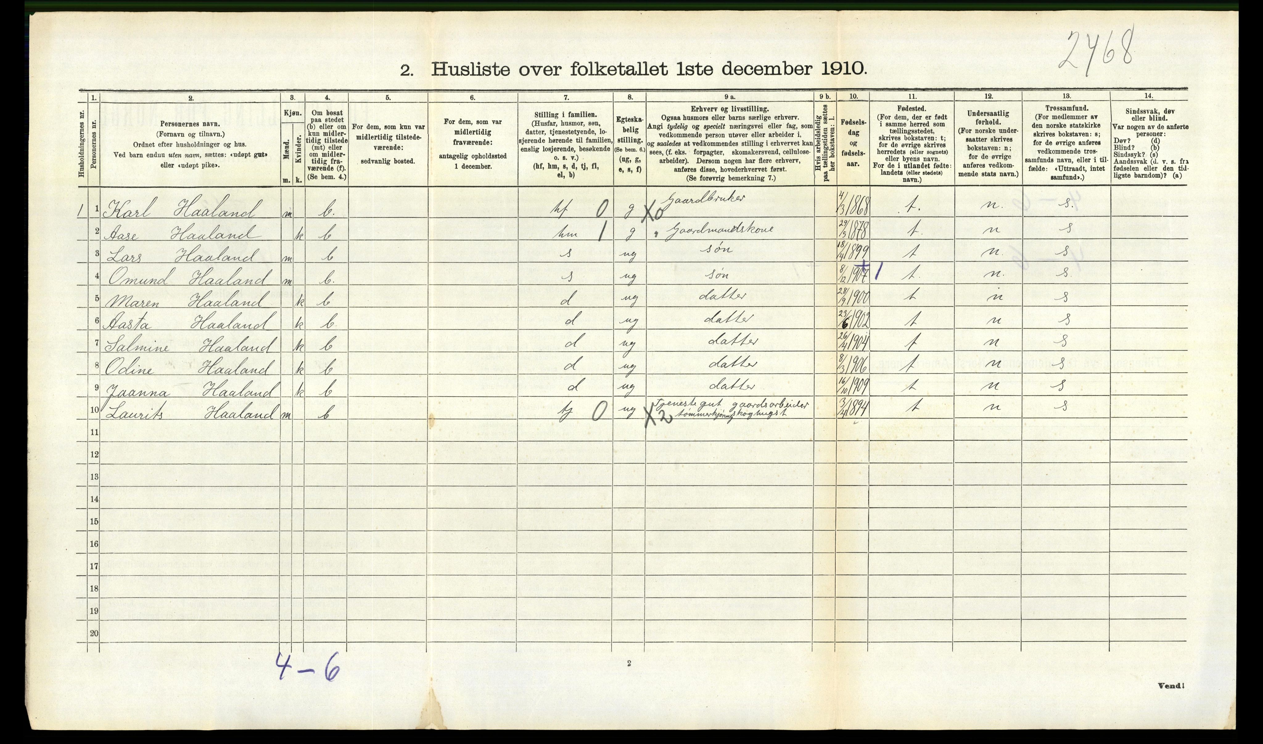 RA, 1910 census for Landvik, 1910, p. 753