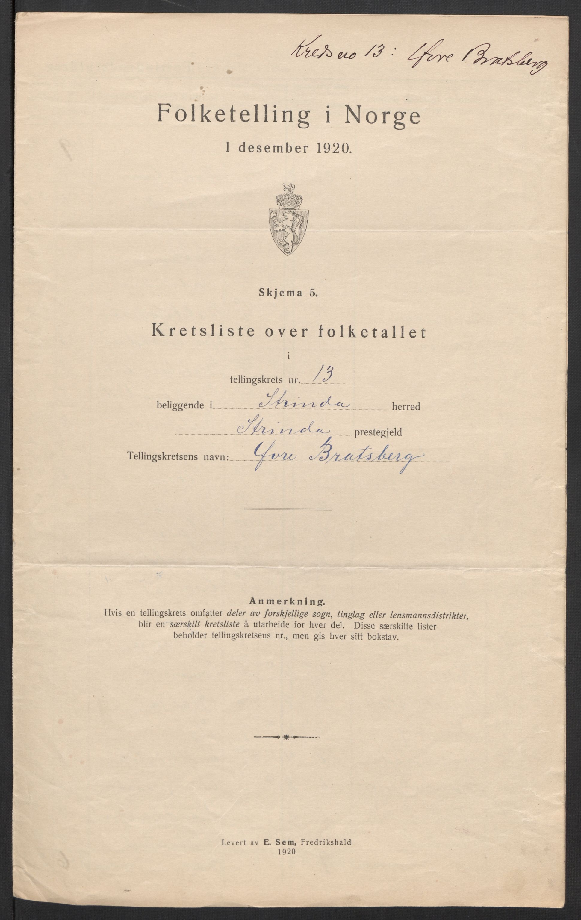 SAT, 1920 census for Strinda, 1920, p. 67