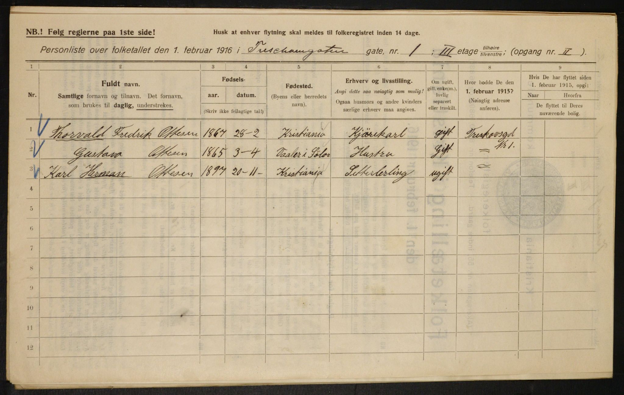 OBA, Municipal Census 1916 for Kristiania, 1916, p. 118748