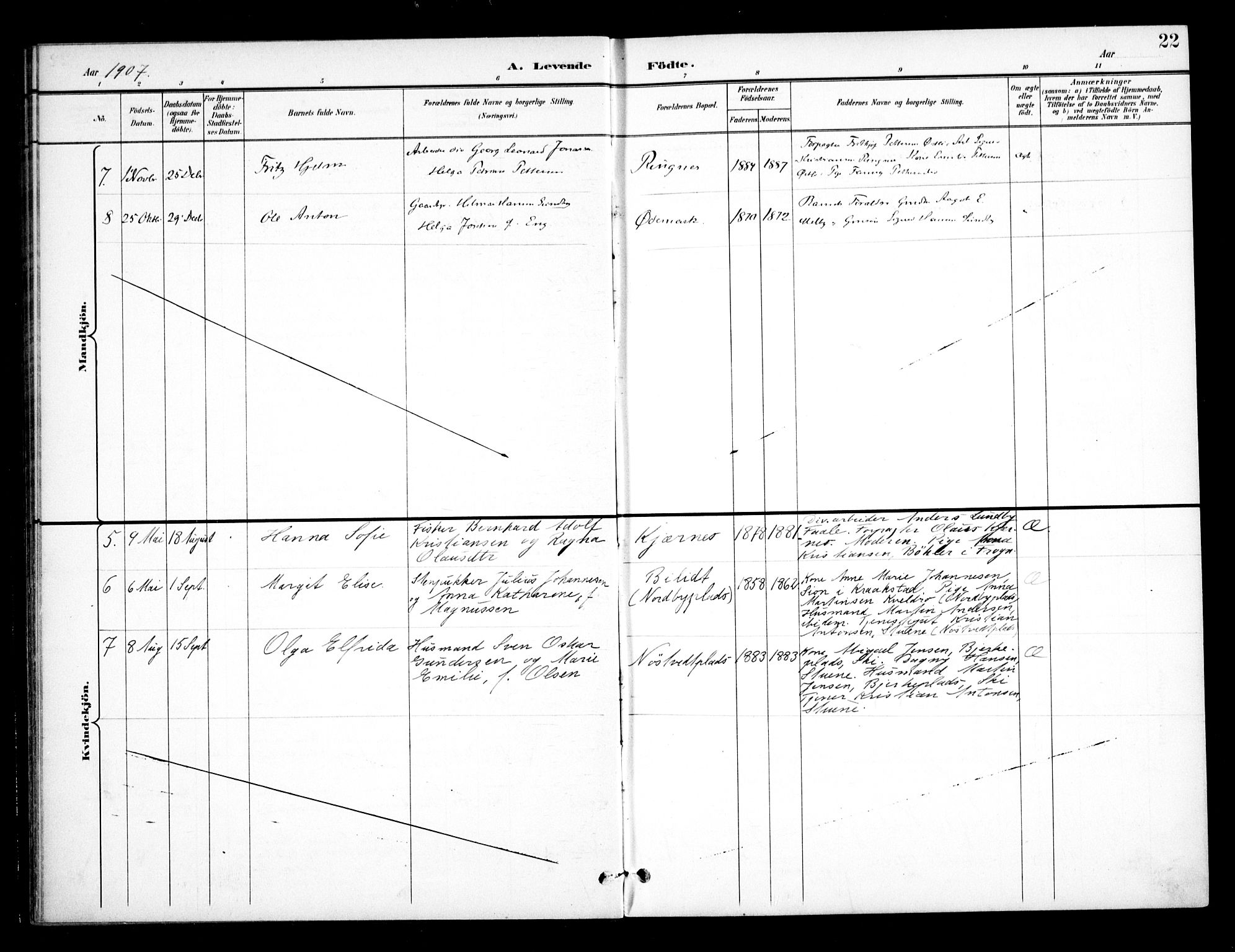 Ås prestekontor Kirkebøker, AV/SAO-A-10894/F/Fb/L0002: Parish register (official) no. II 2, 1895-1916, p. 22