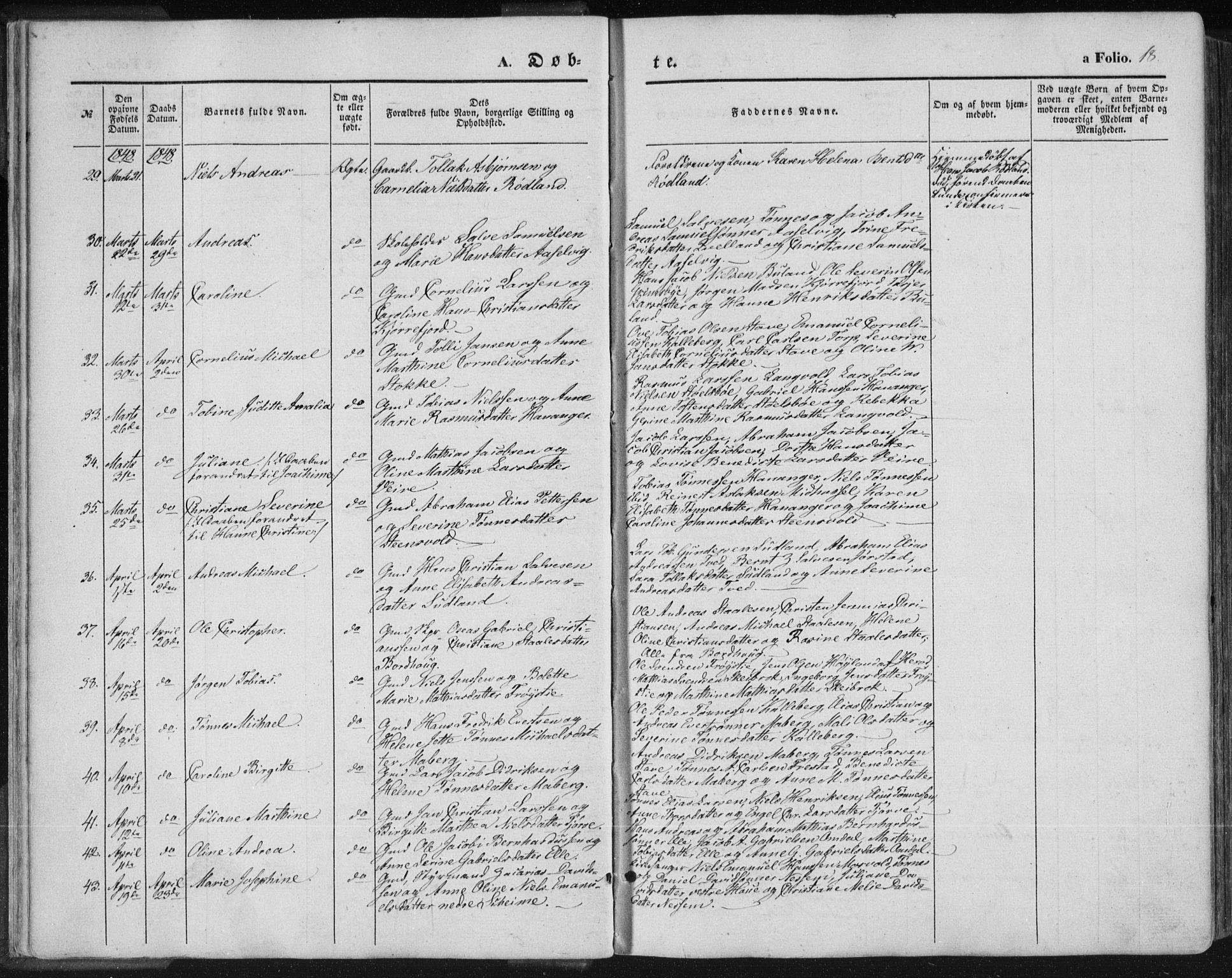 Lista sokneprestkontor, AV/SAK-1111-0027/F/Fa/L0010: Parish register (official) no. A 10, 1846-1861, p. 18