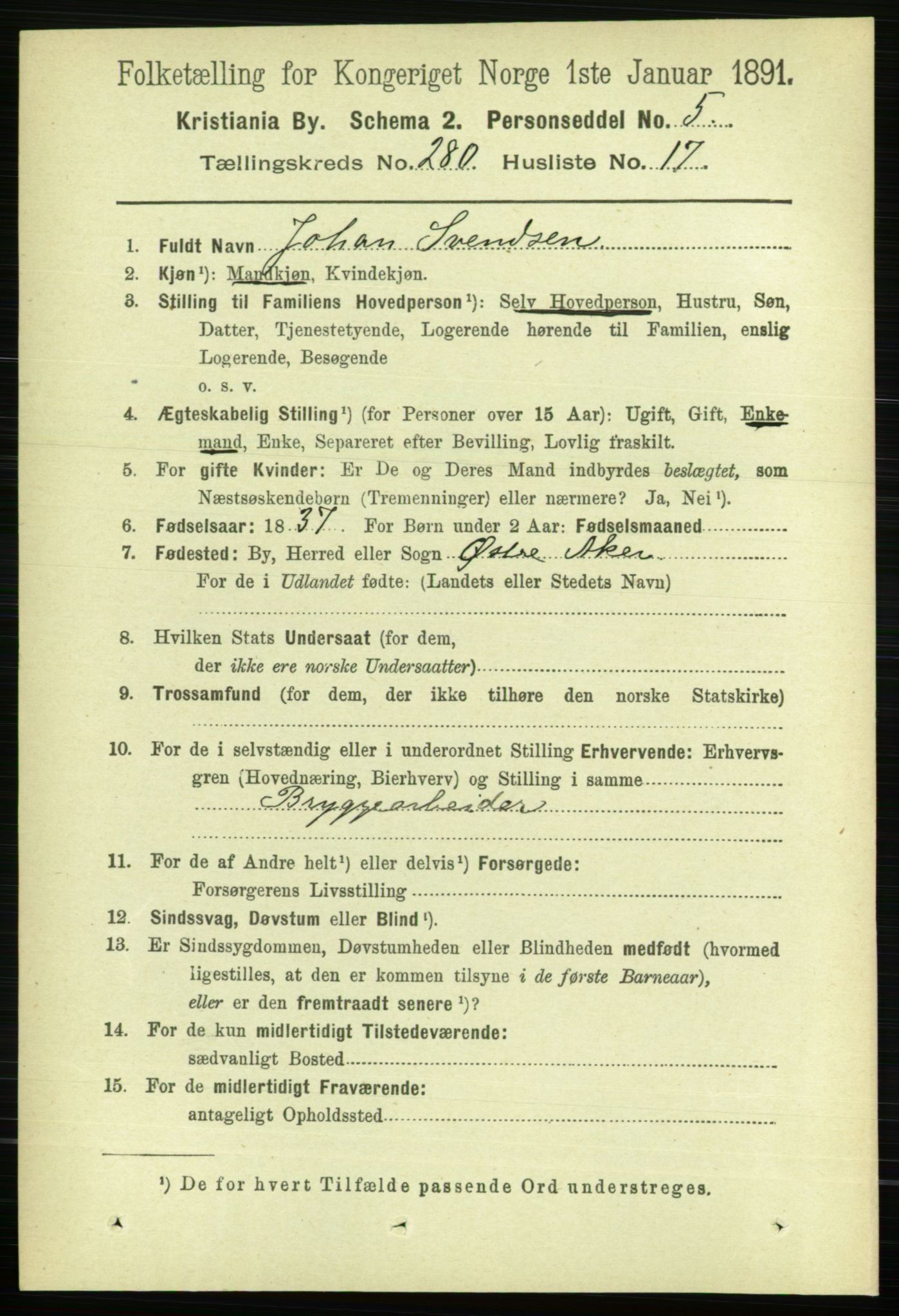 RA, 1891 census for 0301 Kristiania, 1891, p. 170562