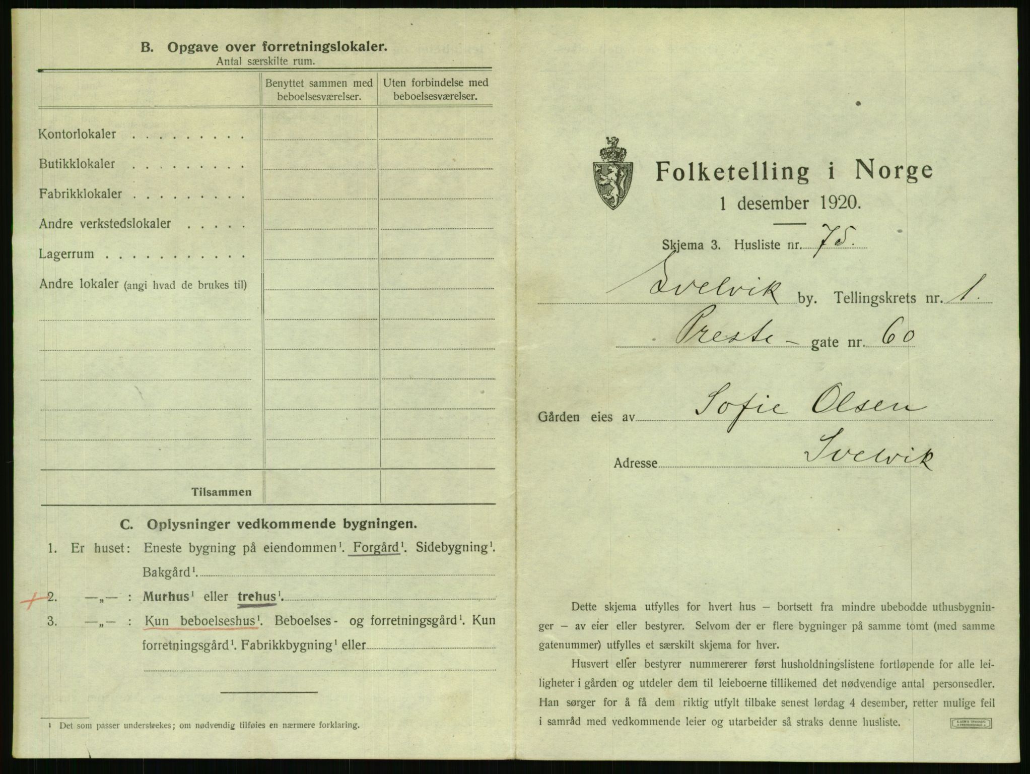 SAKO, 1920 census for Svelvik, 1920, p. 171