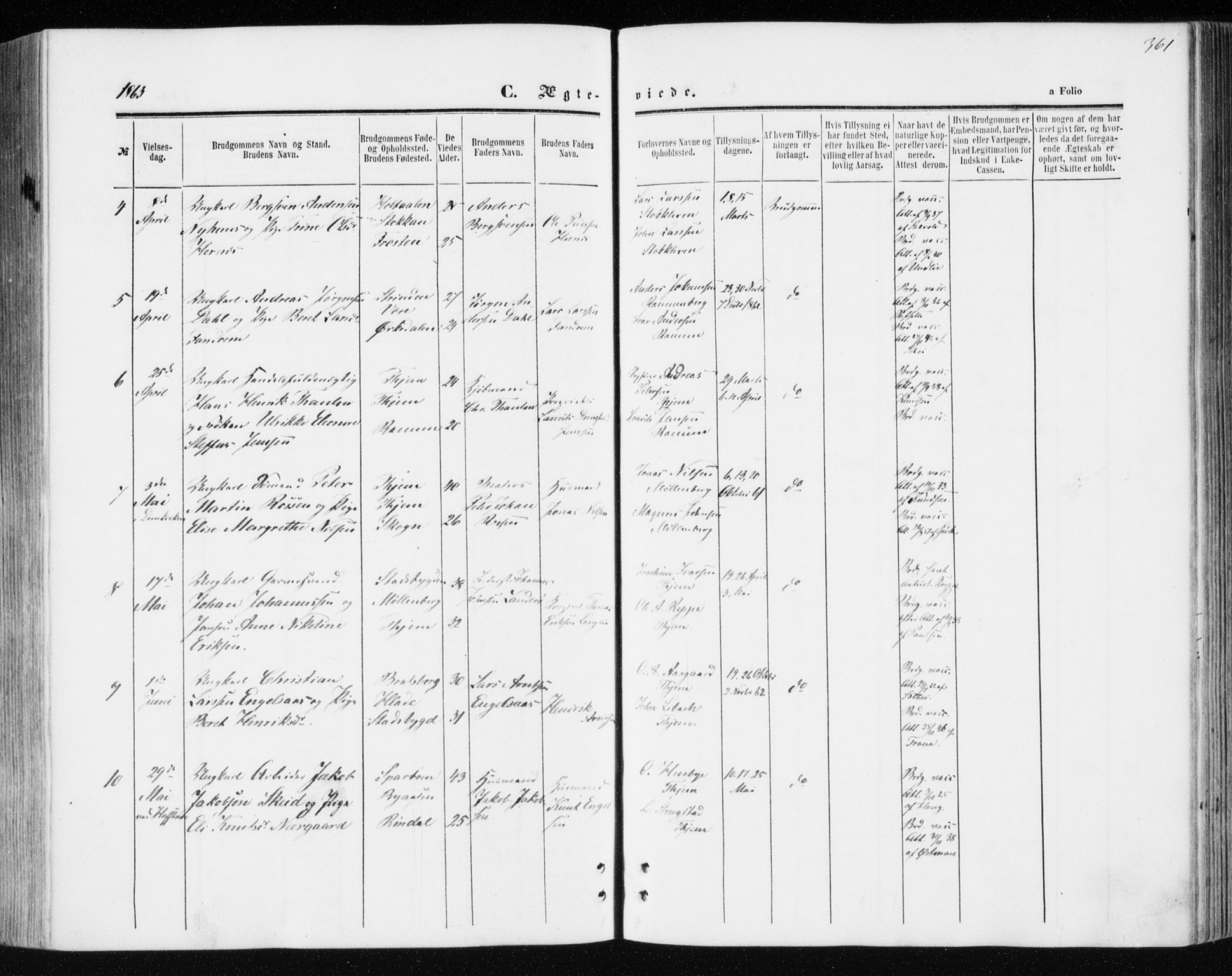Ministerialprotokoller, klokkerbøker og fødselsregistre - Sør-Trøndelag, SAT/A-1456/606/L0292: Parish register (official) no. 606A07, 1856-1865, p. 361
