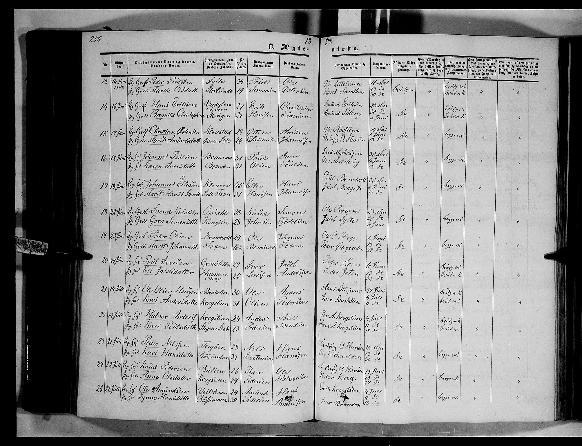 Nord-Fron prestekontor, SAH/PREST-080/H/Ha/Haa/L0001: Parish register (official) no. 1, 1851-1864, p. 256