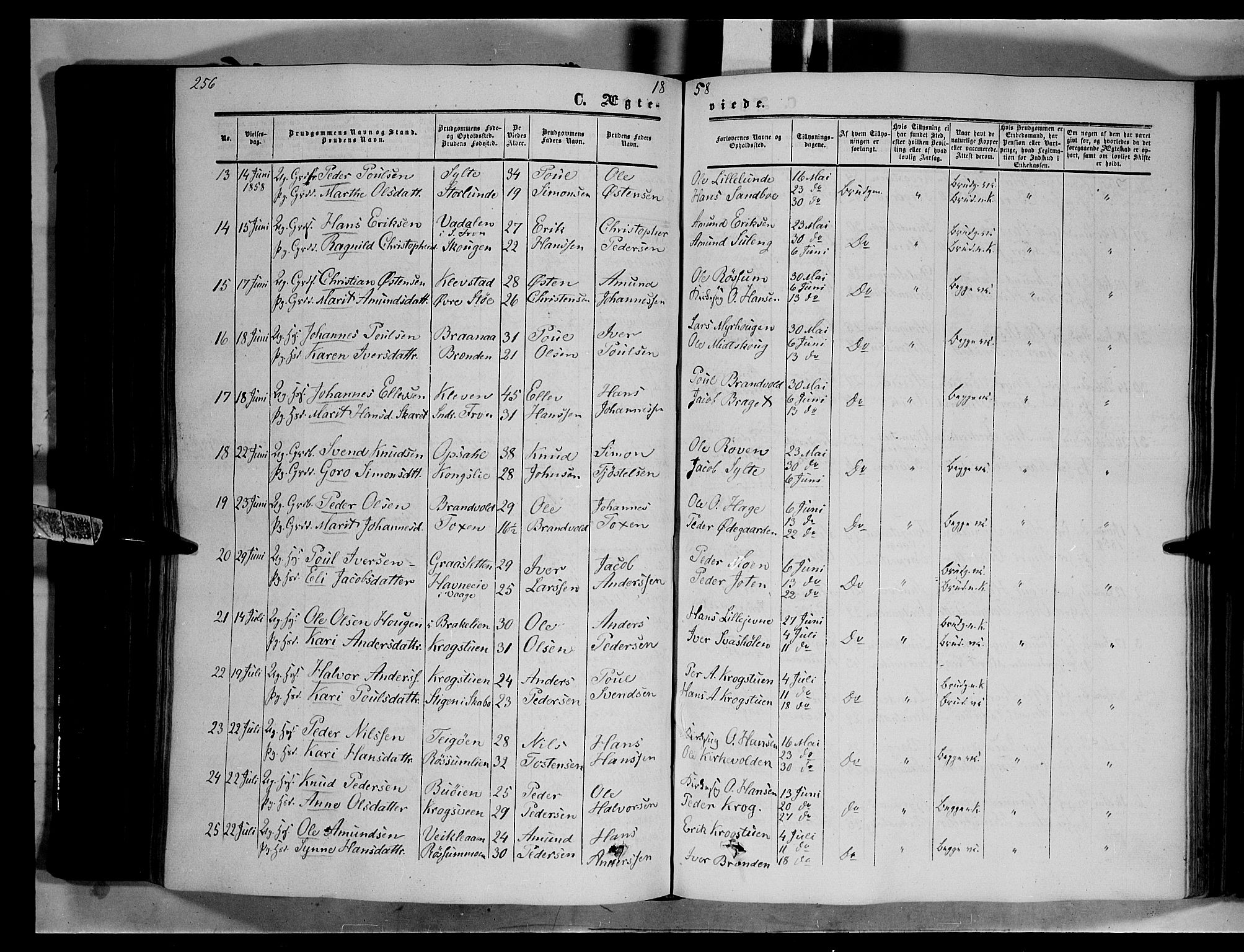 Nord-Fron prestekontor, AV/SAH-PREST-080/H/Ha/Haa/L0001: Parish register (official) no. 1, 1851-1864, p. 256