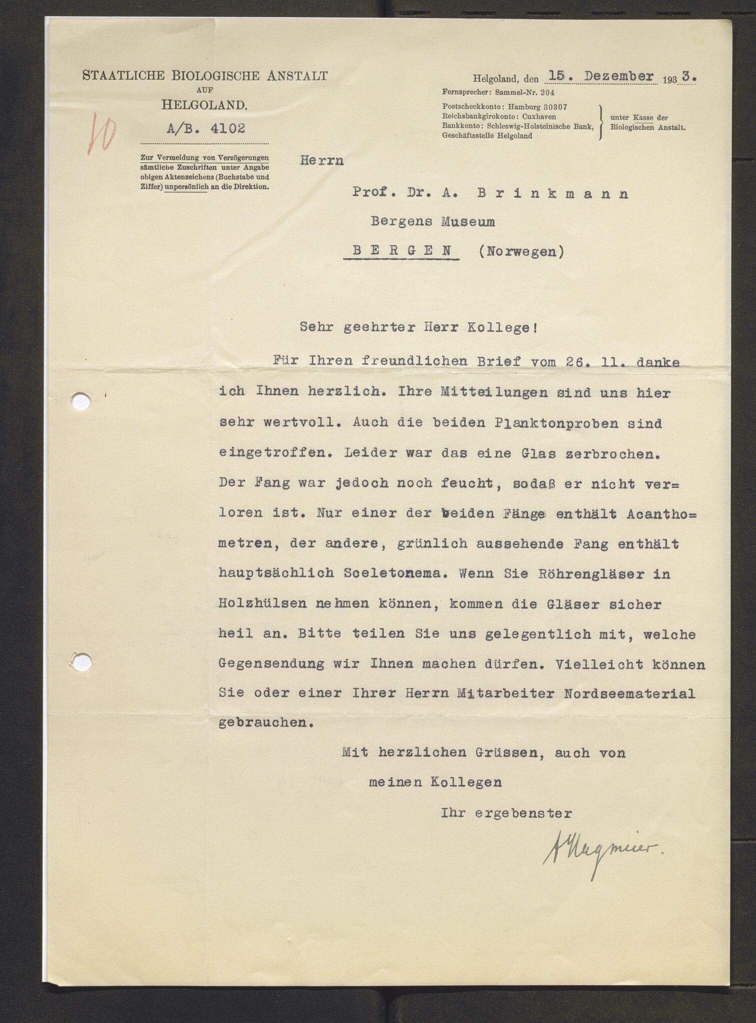 Bergens Museum, AV/SAB-A-17301/13/D/L0002: Korrespondanse , 1928-1940, p. 502
