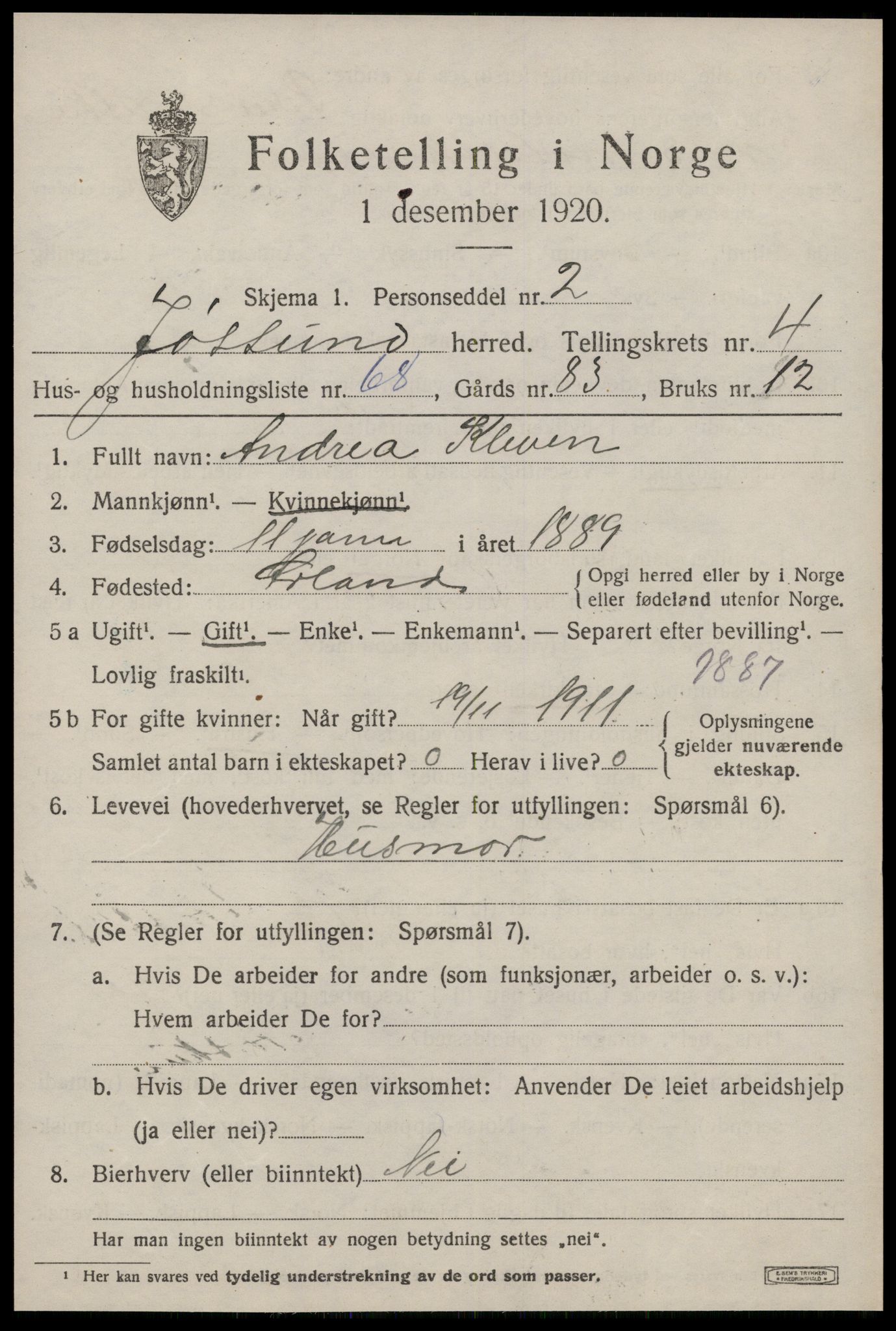 SAT, 1920 census for Jøssund, 1920, p. 3930