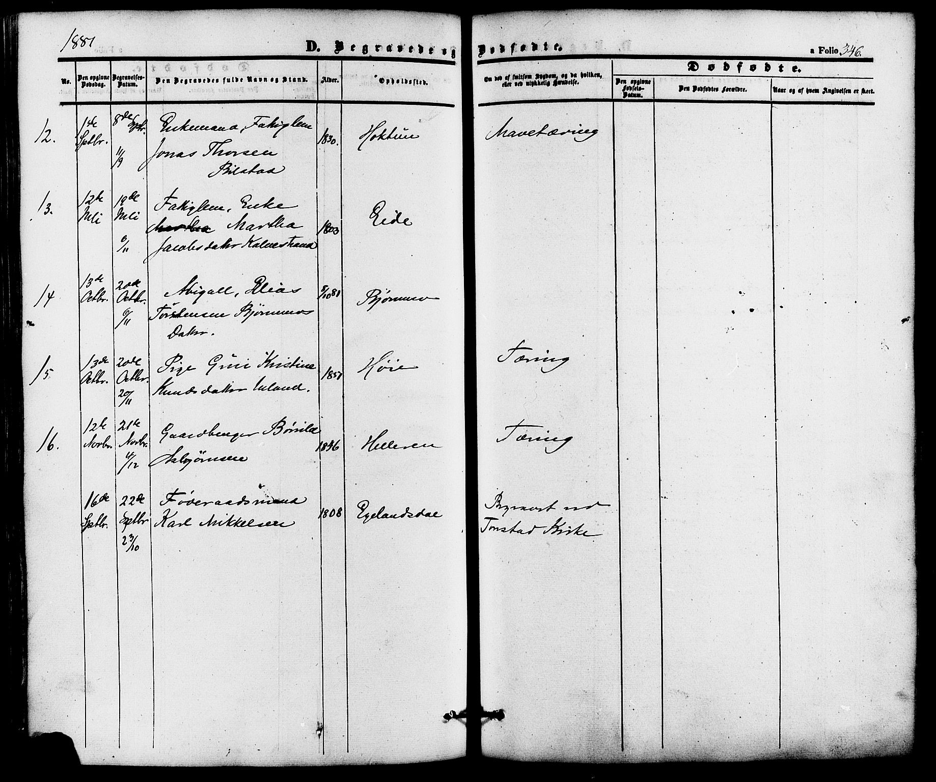 Lund sokneprestkontor, AV/SAST-A-101809/S06/L0010: Parish register (official) no. A 9, 1854-1886, p. 346