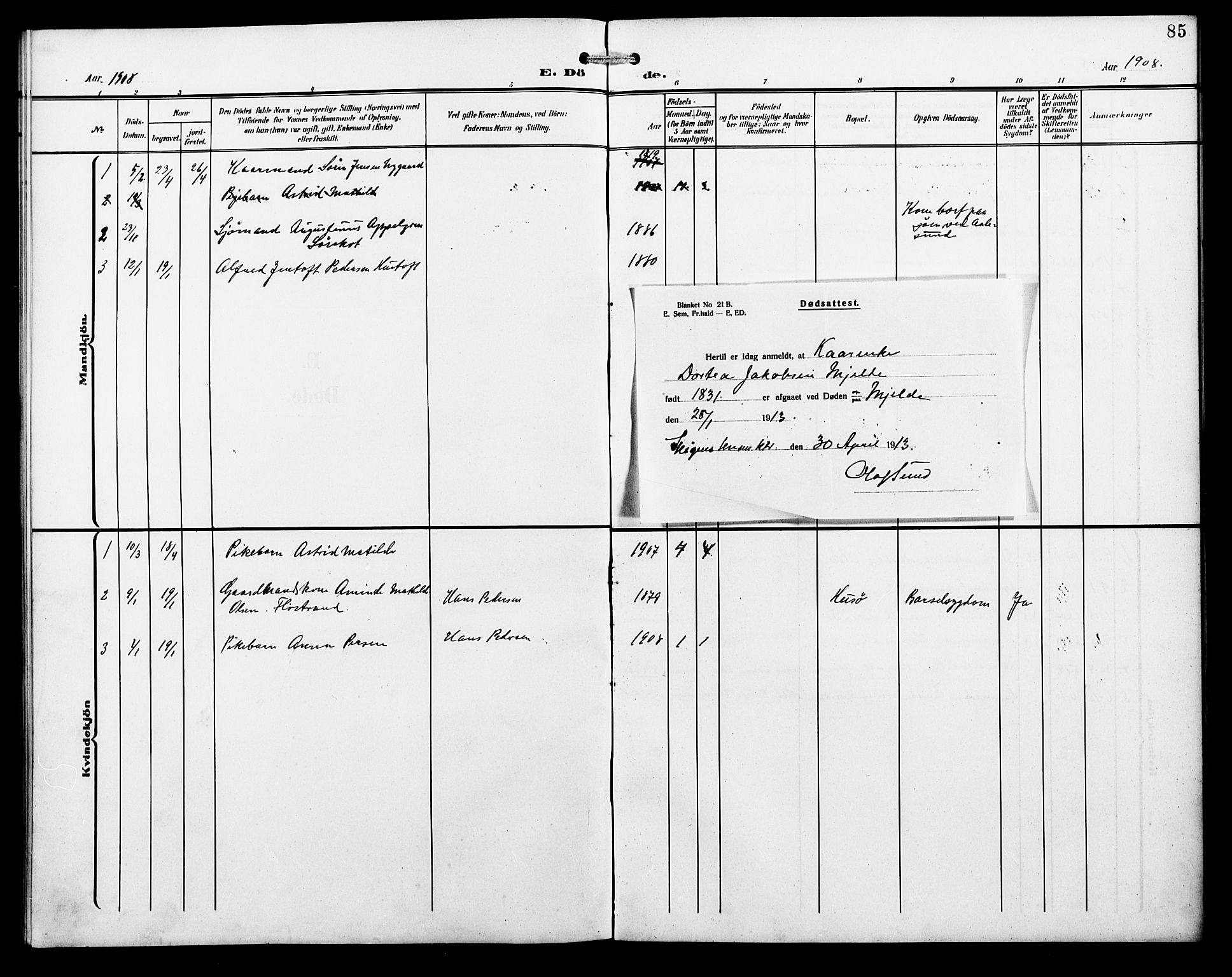 Ministerialprotokoller, klokkerbøker og fødselsregistre - Nordland, AV/SAT-A-1459/857/L0829: Parish register (copy) no. 857C04, 1906-1916