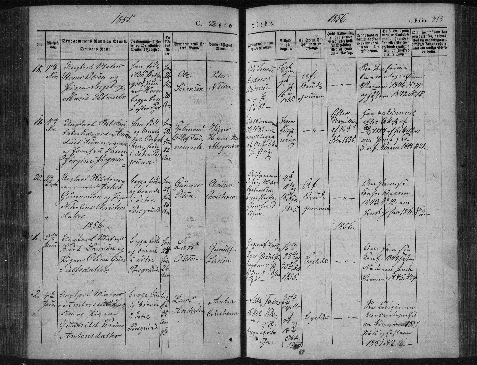 Porsgrunn kirkebøker , SAKO/A-104/F/Fa/L0006: Parish register (official) no. 6, 1841-1857, p. 313