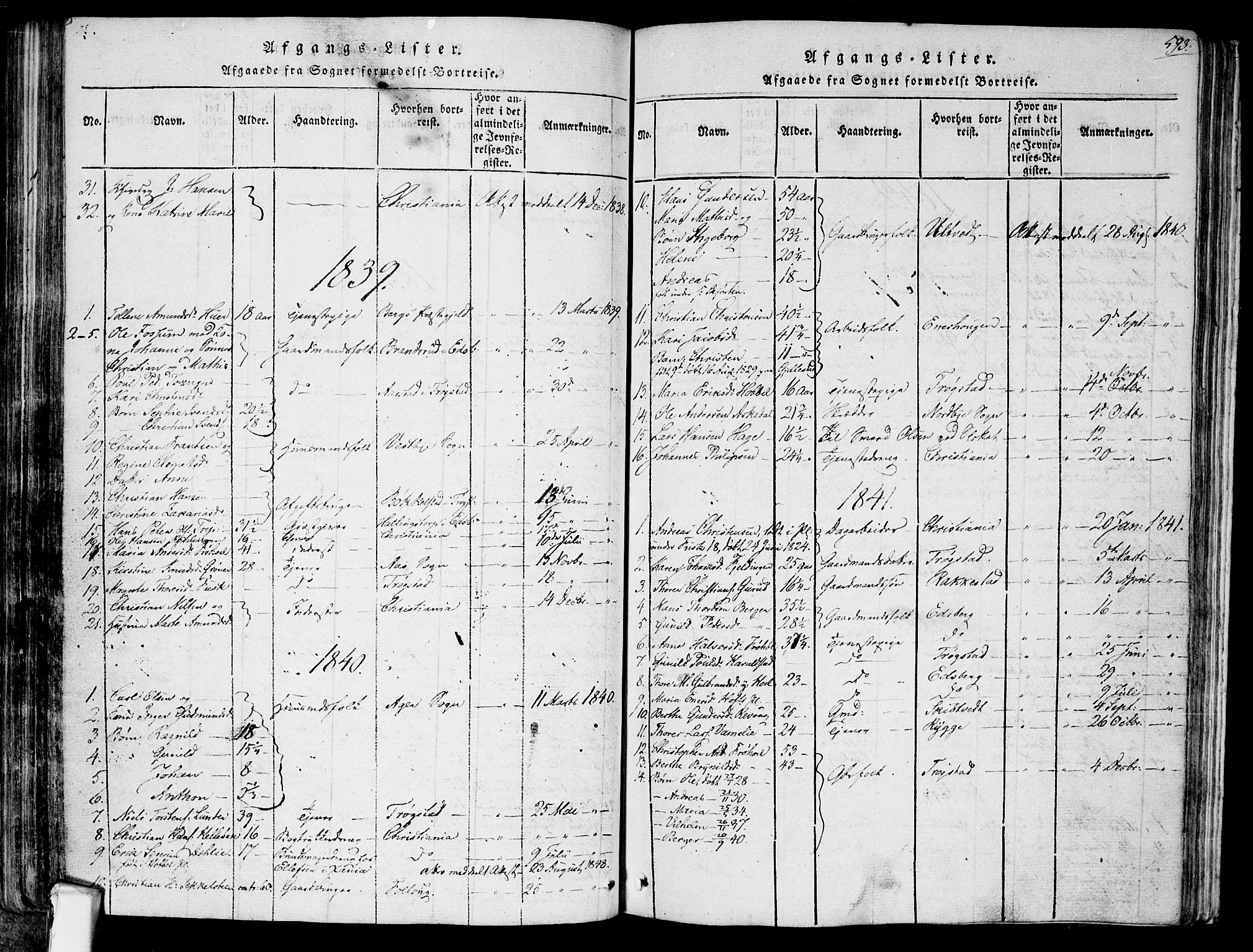 Askim prestekontor Kirkebøker, AV/SAO-A-10900/F/Fa/L0004: Parish register (official) no. 4, 1817-1846, p. 592-593