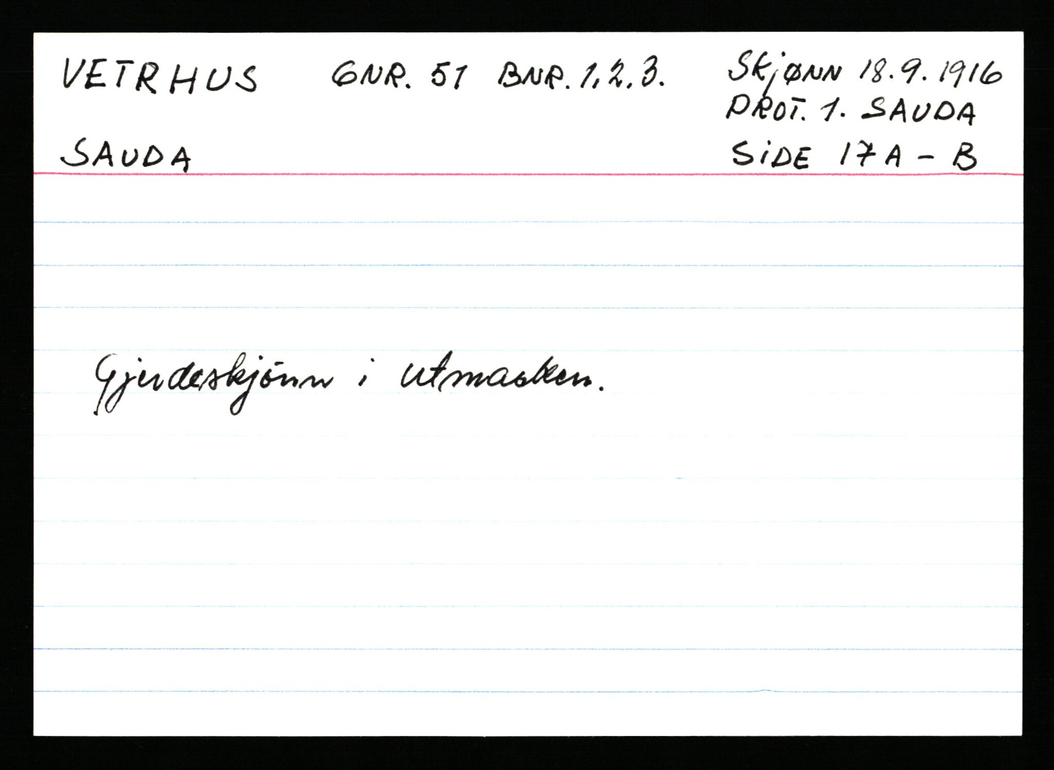 Statsarkivet i Stavanger, AV/SAST-A-101971/03/Y/Ym/L0066: Åstedskort sortert etter gårdsnavn: Veshovde - Vik, 1600-1950, p. 253