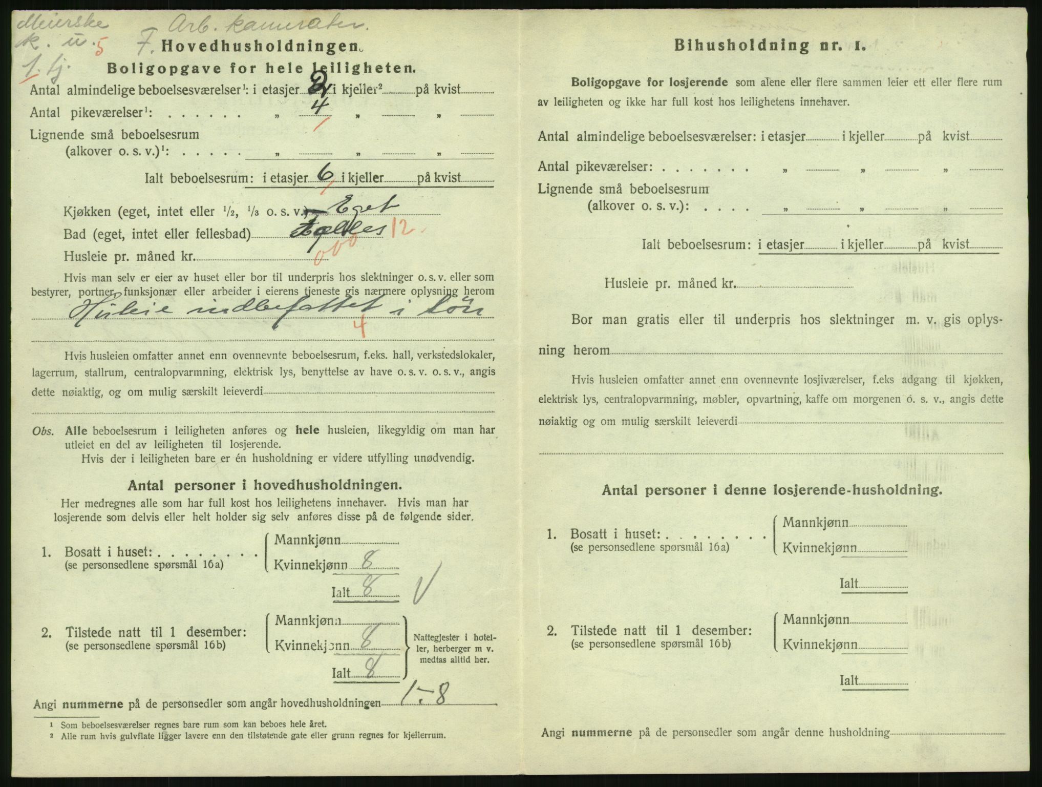 SAH, 1920 census for Lillehammer, 1920, p. 2421