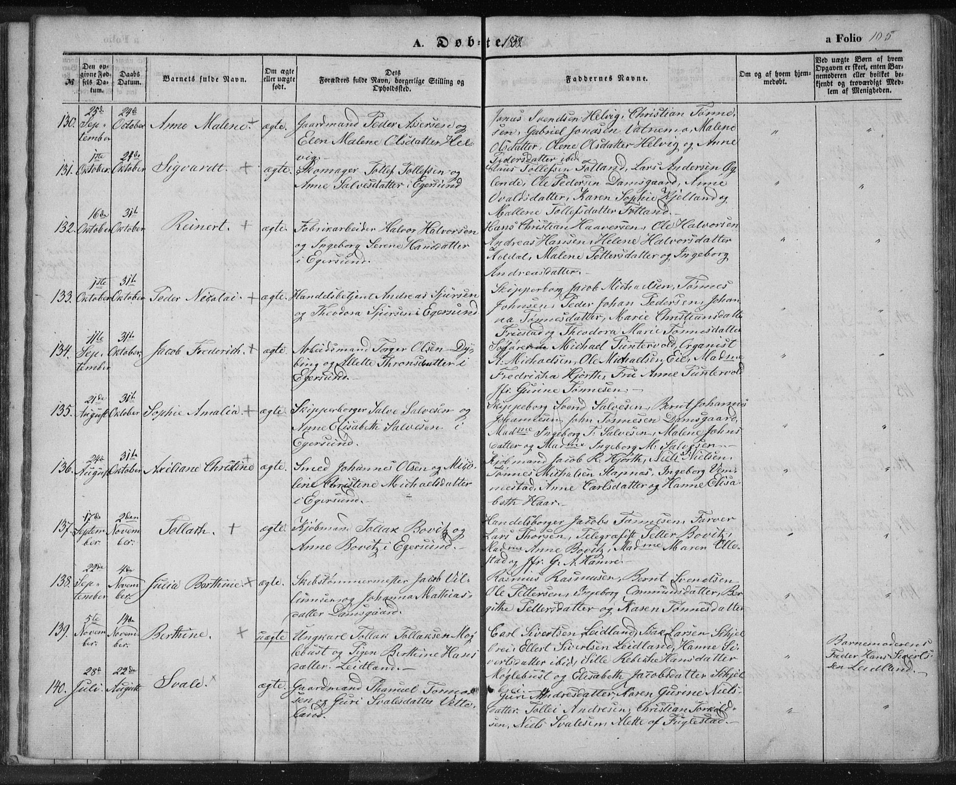 Eigersund sokneprestkontor, AV/SAST-A-101807/S08/L0012: Parish register (official) no. A 12.1, 1850-1865, p. 105