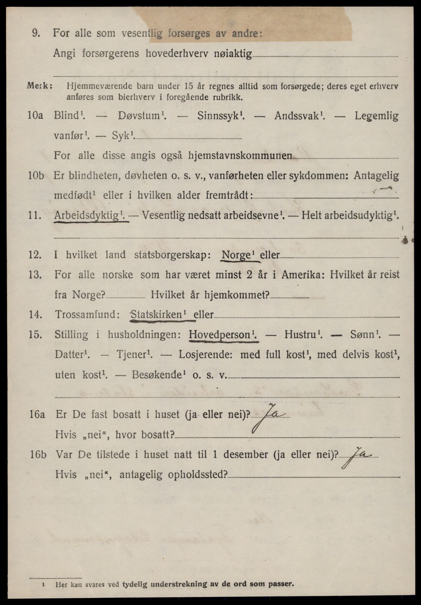 SAT, 1920 census for Volda, 1920, p. 1881