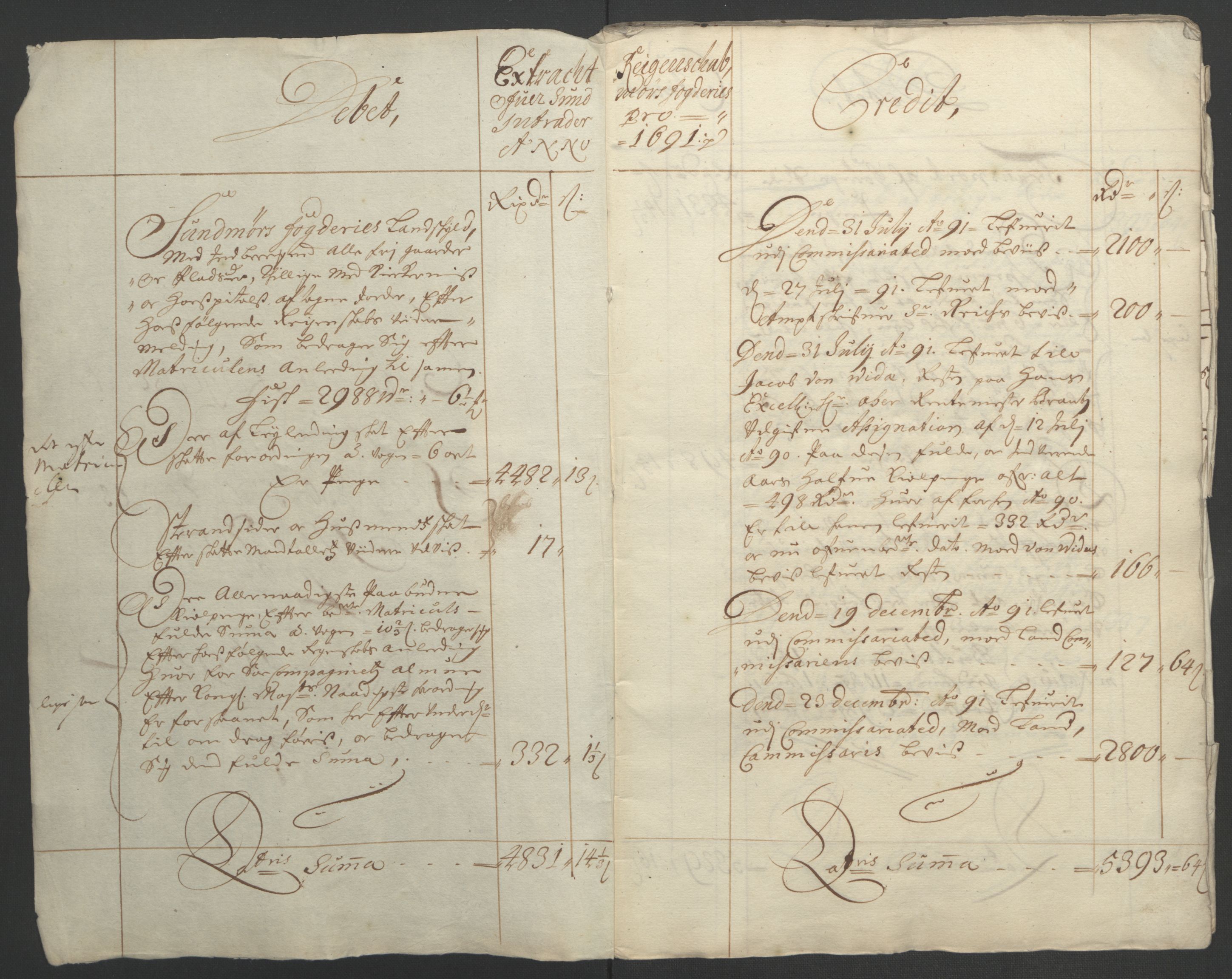 Rentekammeret inntil 1814, Reviderte regnskaper, Fogderegnskap, AV/RA-EA-4092/R54/L3554: Fogderegnskap Sunnmøre, 1691-1693, p. 6