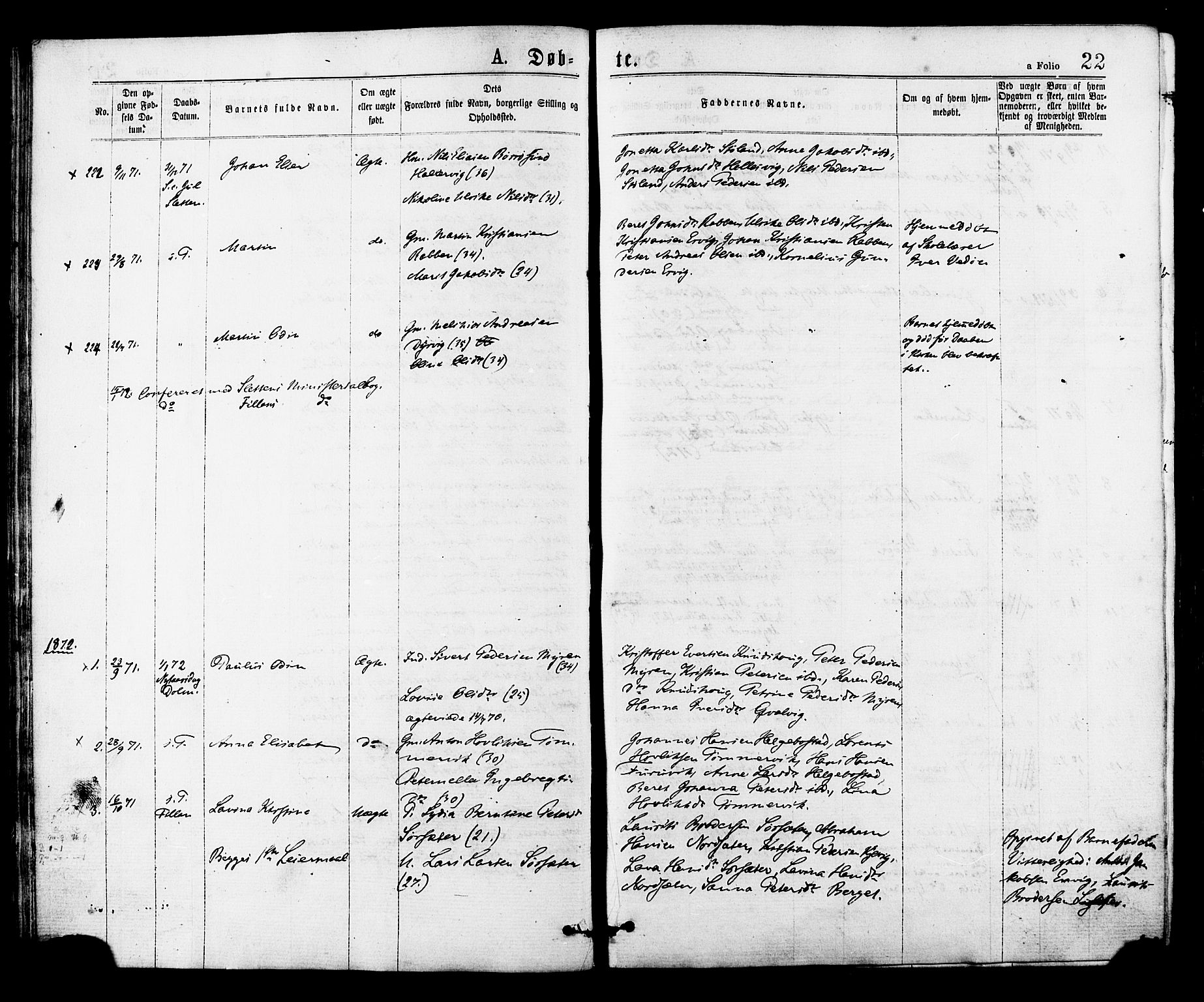 Ministerialprotokoller, klokkerbøker og fødselsregistre - Sør-Trøndelag, SAT/A-1456/634/L0532: Parish register (official) no. 634A08, 1871-1881, p. 22