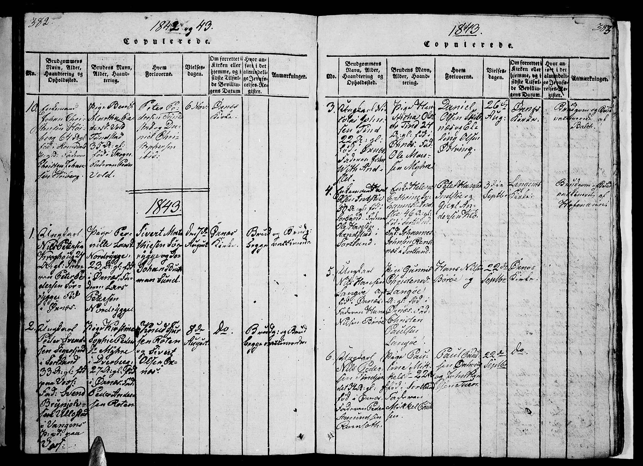 Ministerialprotokoller, klokkerbøker og fødselsregistre - Nordland, AV/SAT-A-1459/893/L1346: Parish register (copy) no. 893C01, 1820-1858, p. 382-383