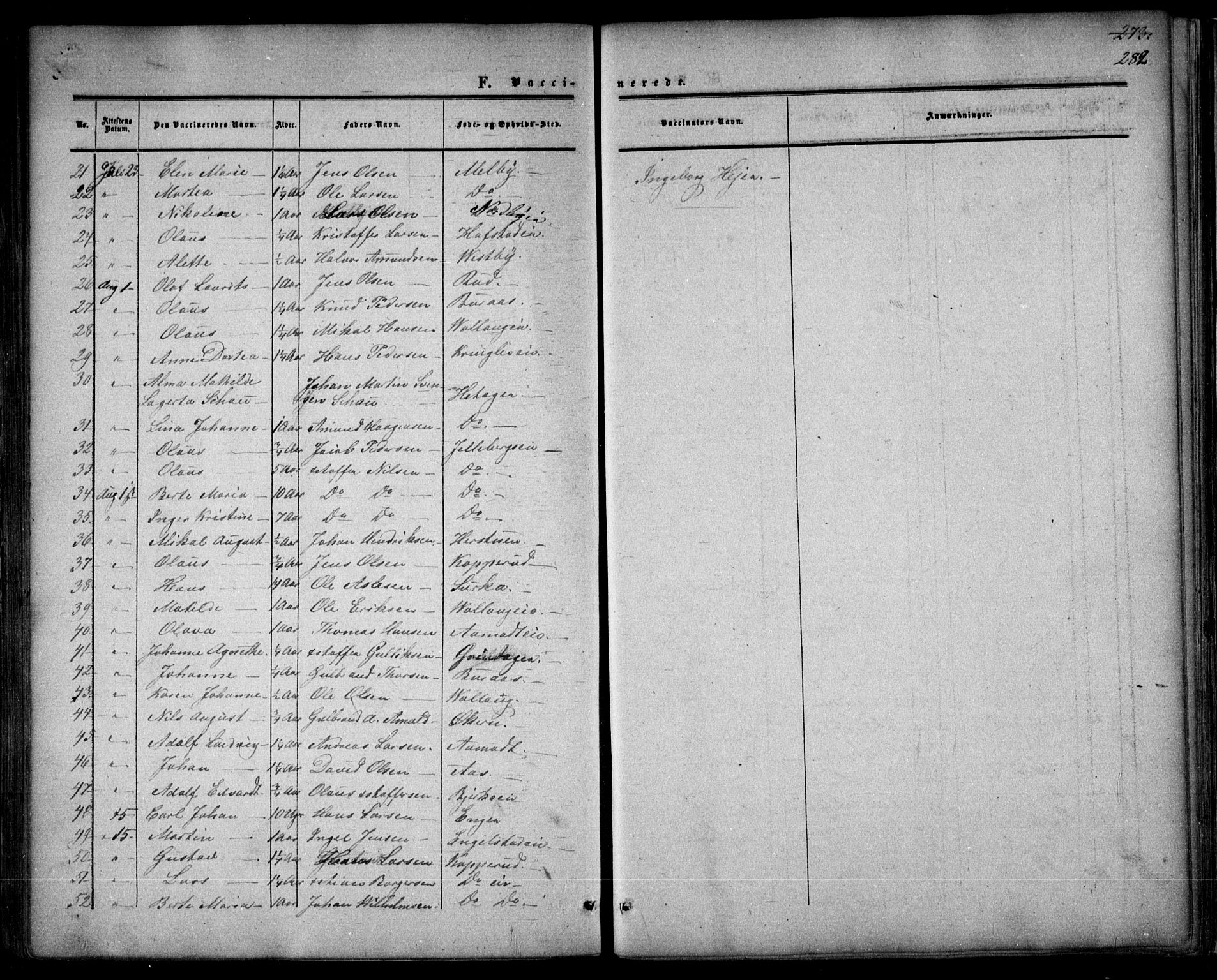 Nannestad prestekontor Kirkebøker, AV/SAO-A-10414a/F/Fa/L0012: Parish register (official) no. I 12, 1860-1872, p. 282