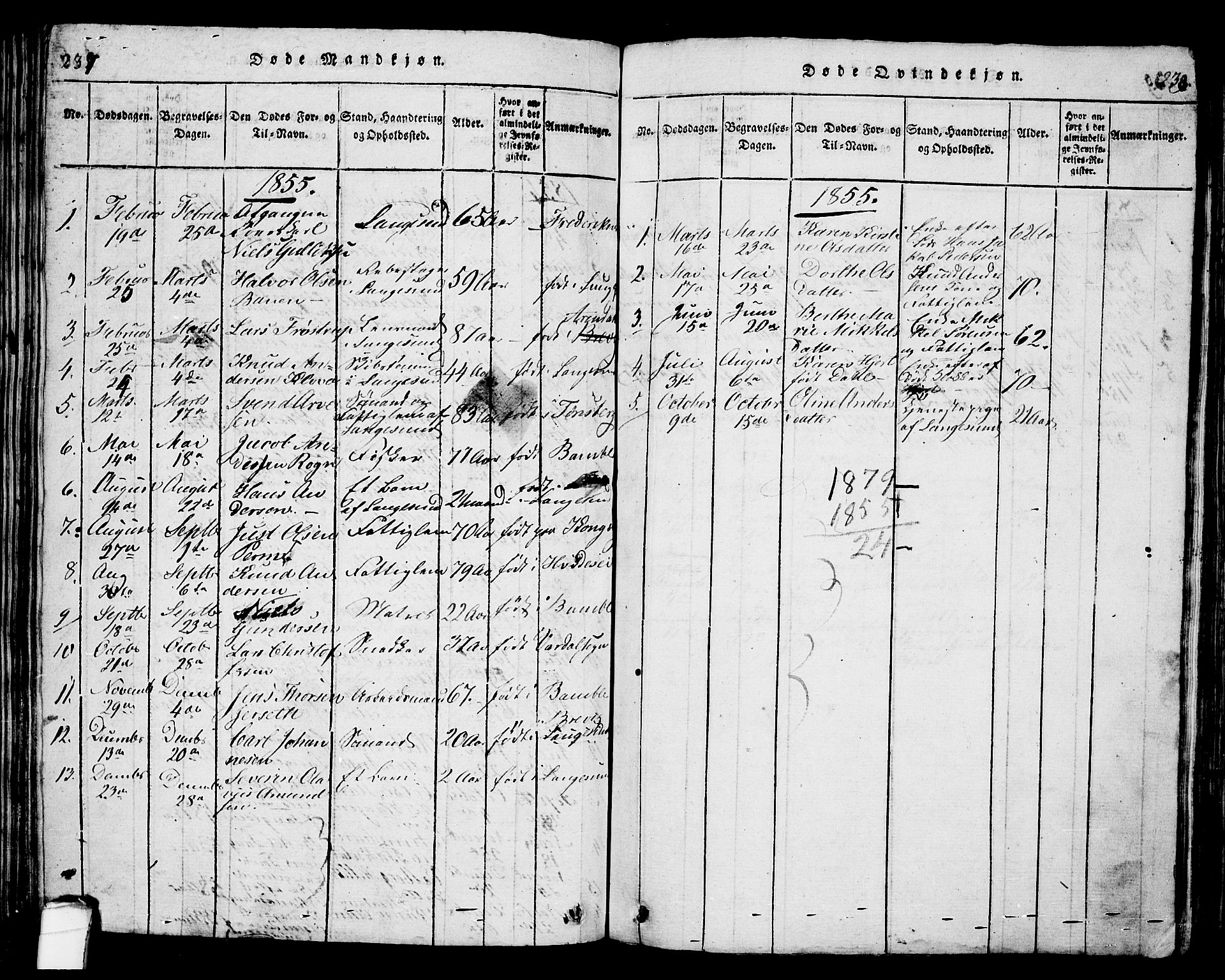 Langesund kirkebøker, SAKO/A-280/G/Ga/L0003: Parish register (copy) no. 3, 1815-1858, p. 237-238