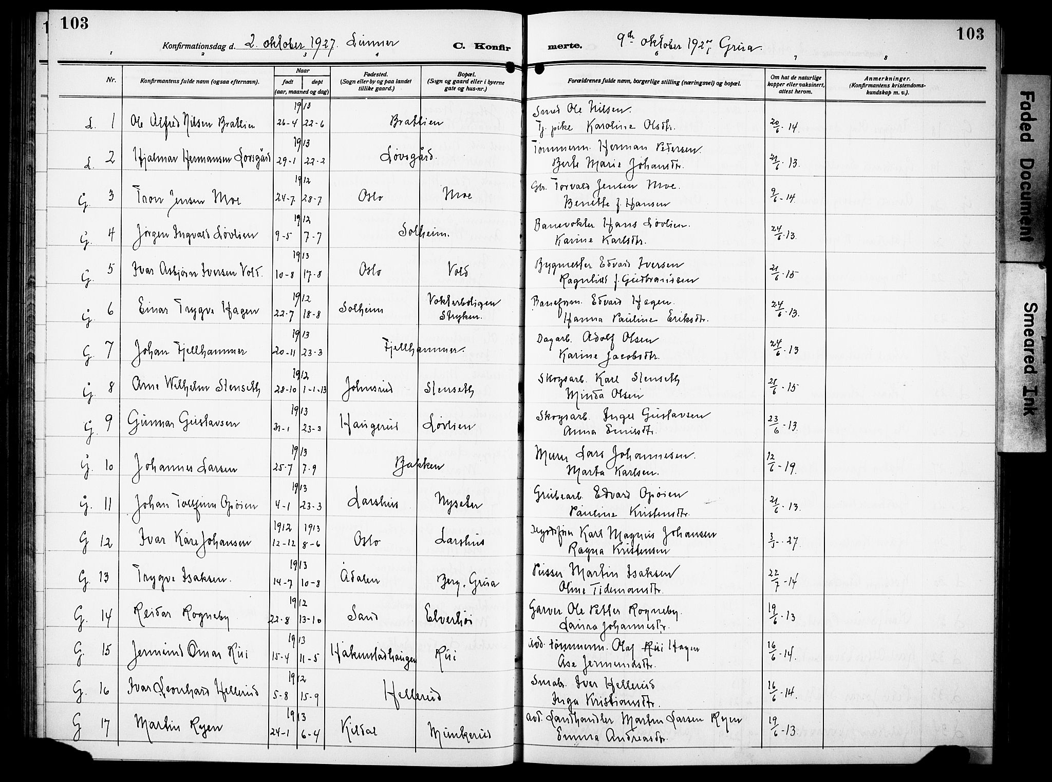 Lunner prestekontor, SAH/PREST-118/H/Ha/Hab/L0002: Parish register (copy) no. 2, 1923-1933, p. 103
