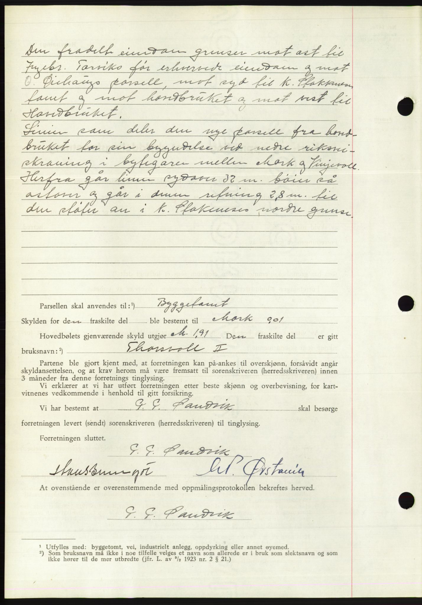 Søre Sunnmøre sorenskriveri, AV/SAT-A-4122/1/2/2C/L0075: Mortgage book no. 1A, 1943-1943, Diary no: : 913/1943