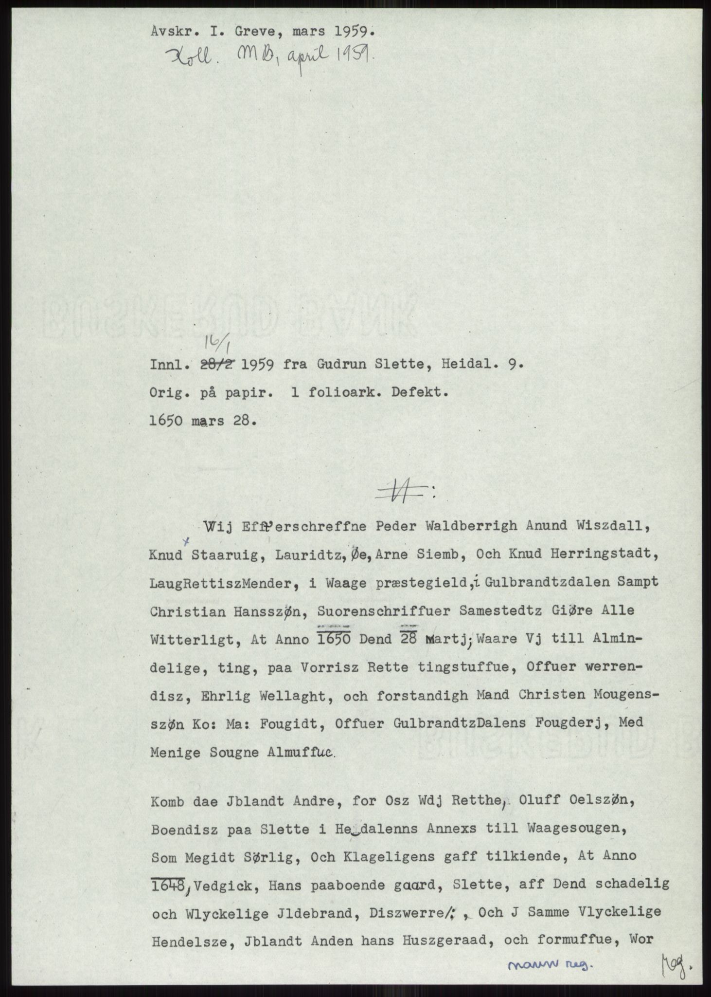 Samlinger til kildeutgivelse, Diplomavskriftsamlingen, AV/RA-EA-4053/H/Ha, p. 20