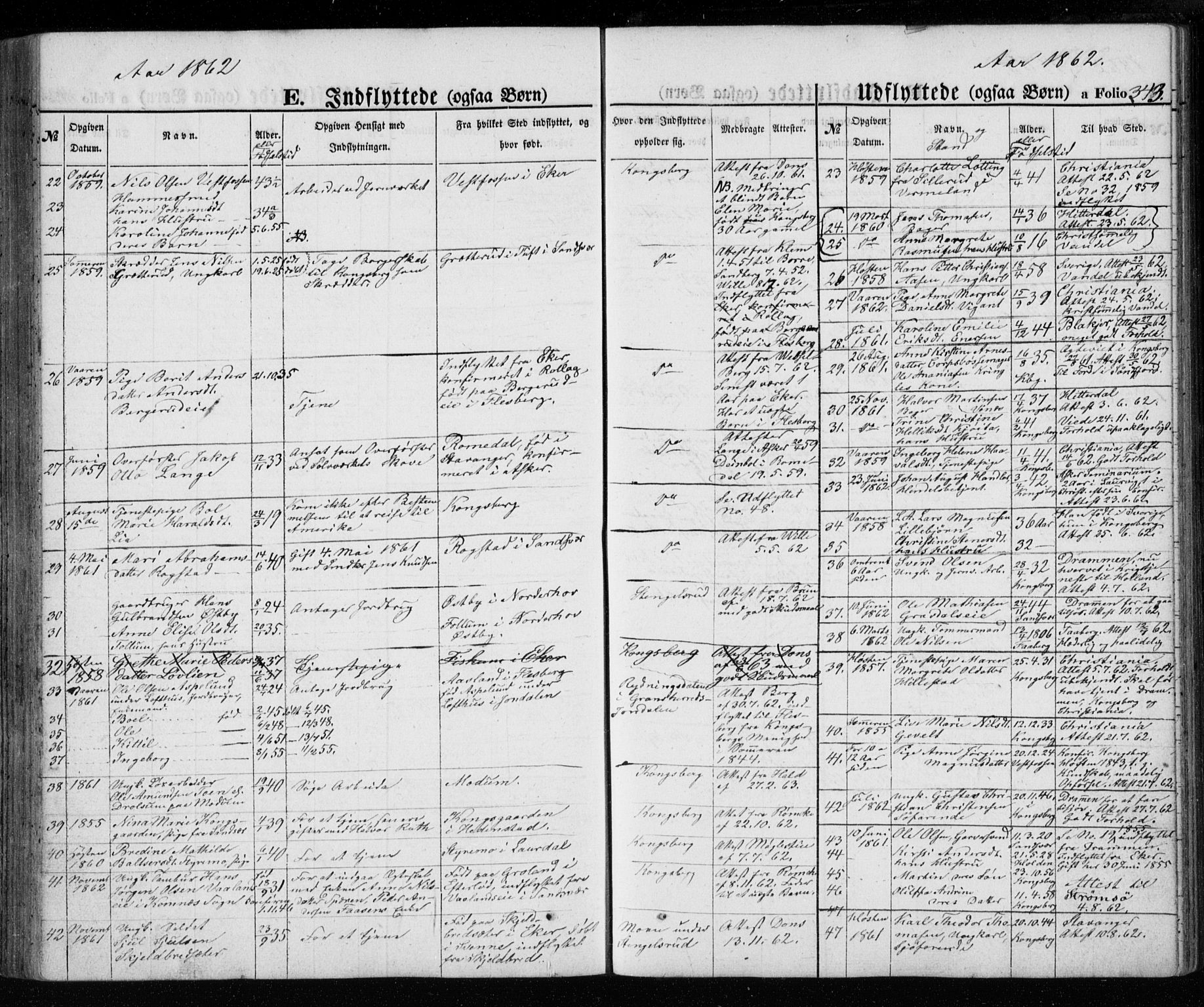 Kongsberg kirkebøker, AV/SAKO-A-22/G/Ga/L0003: Parish register (copy) no. 3, 1859-1875, p. 343