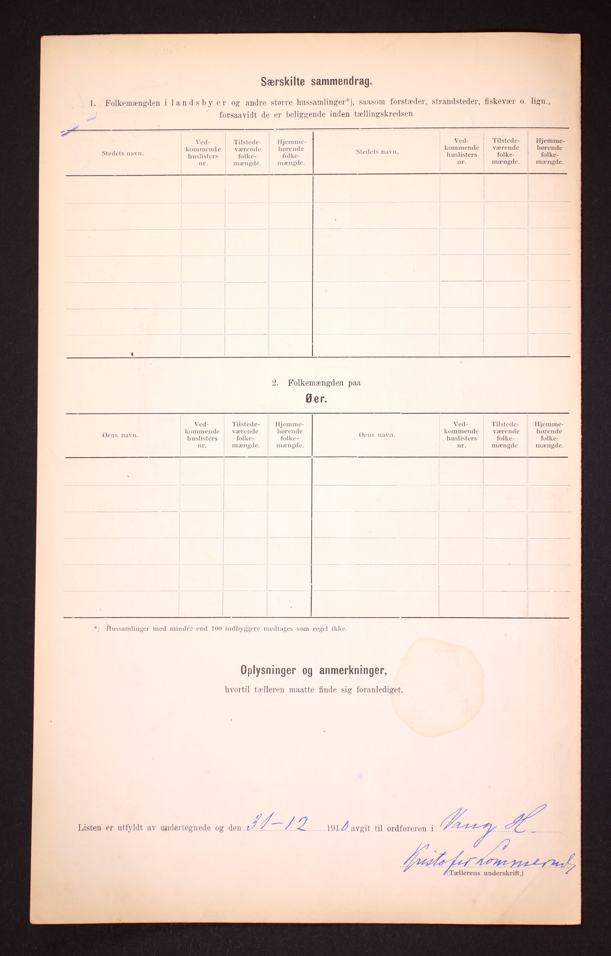 RA, 1910 census for Vang, 1910, p. 11